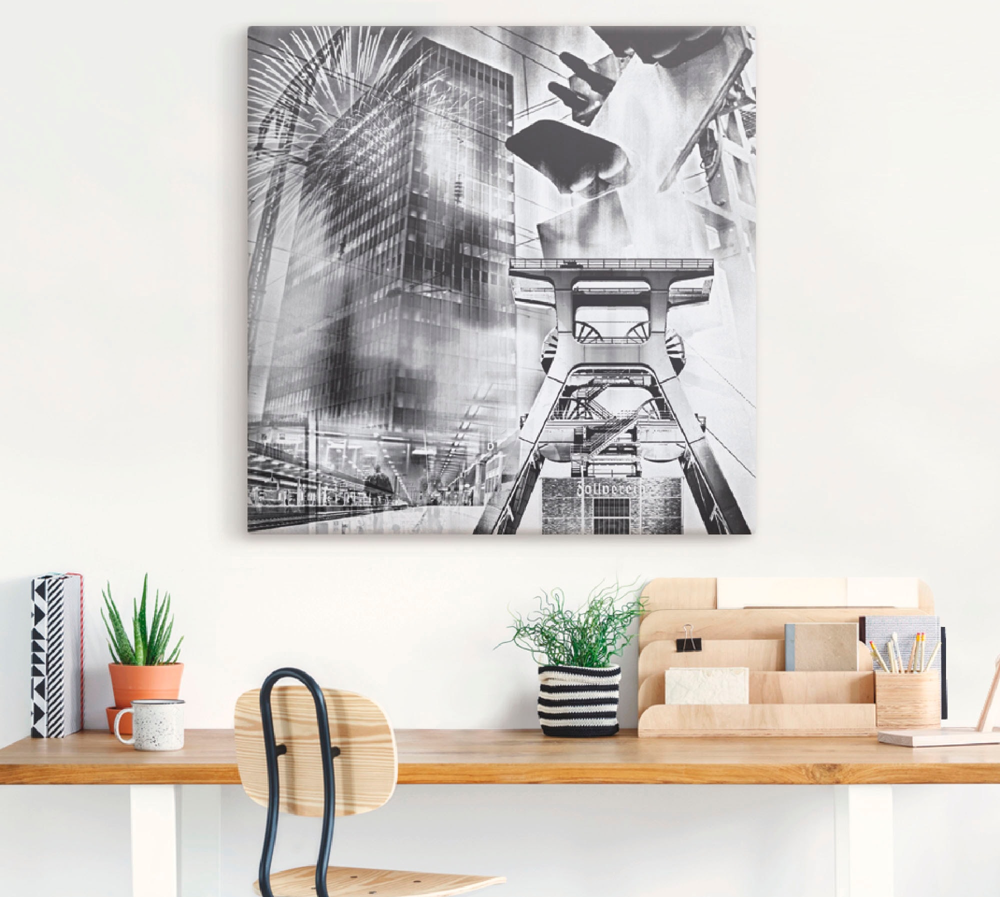 Artland Wandbild "Essen Skyline Abstrakte Collage", Architektonische Elemen günstig online kaufen