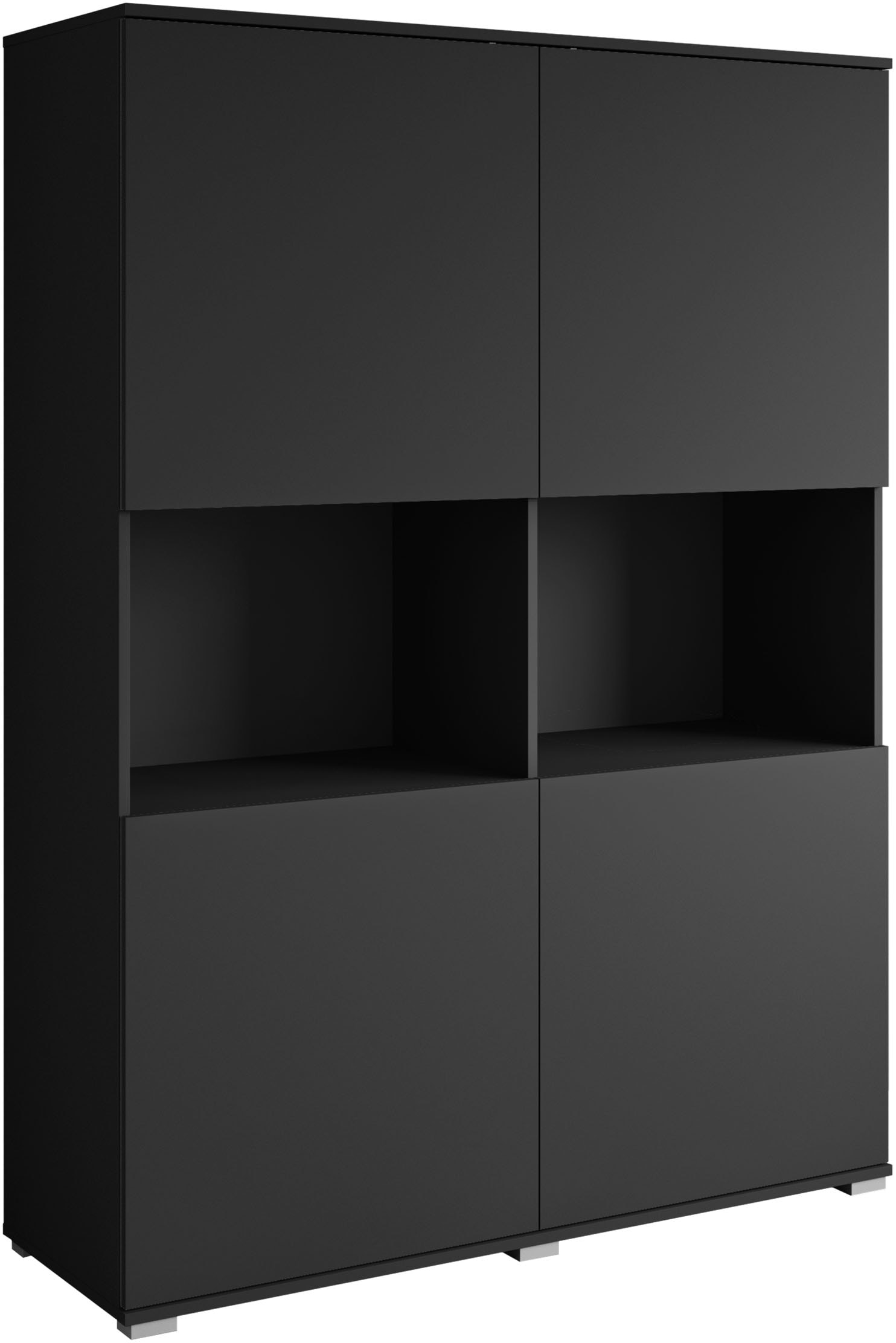 OTTO home Highboard »Kenia Schrank, 120 cm breit, mit 4 Türen und 2 offenen Fächern« 1 Stk. tlg. Griffloses Design mit Push-to-Open und verstellbaren Einlegeböden