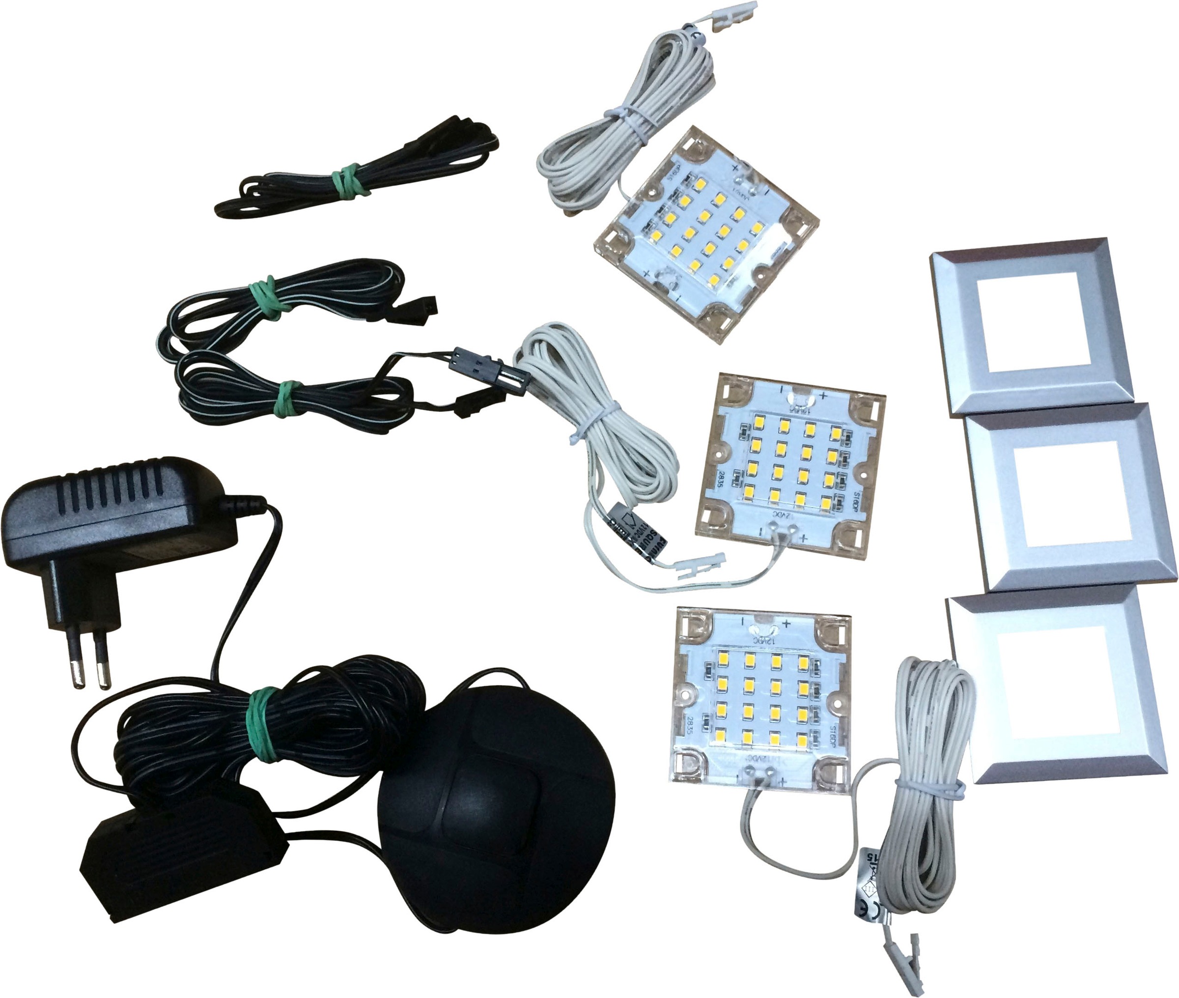 trendteam LED Unterbauleuchte LED-Board 3 Stk. Kaltweiß LED Unterbauspots mit kalt-weißem Licht - Mit Fußschalter