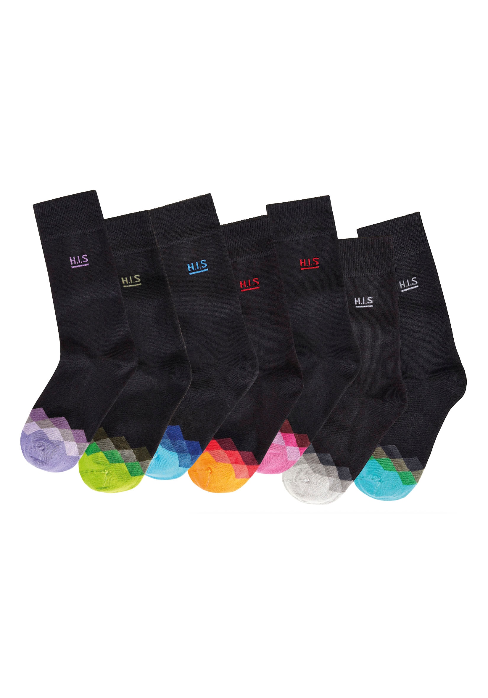 H.I.S Socken, (Packung, 7 Paar), mit bunt gemusterter Spitze