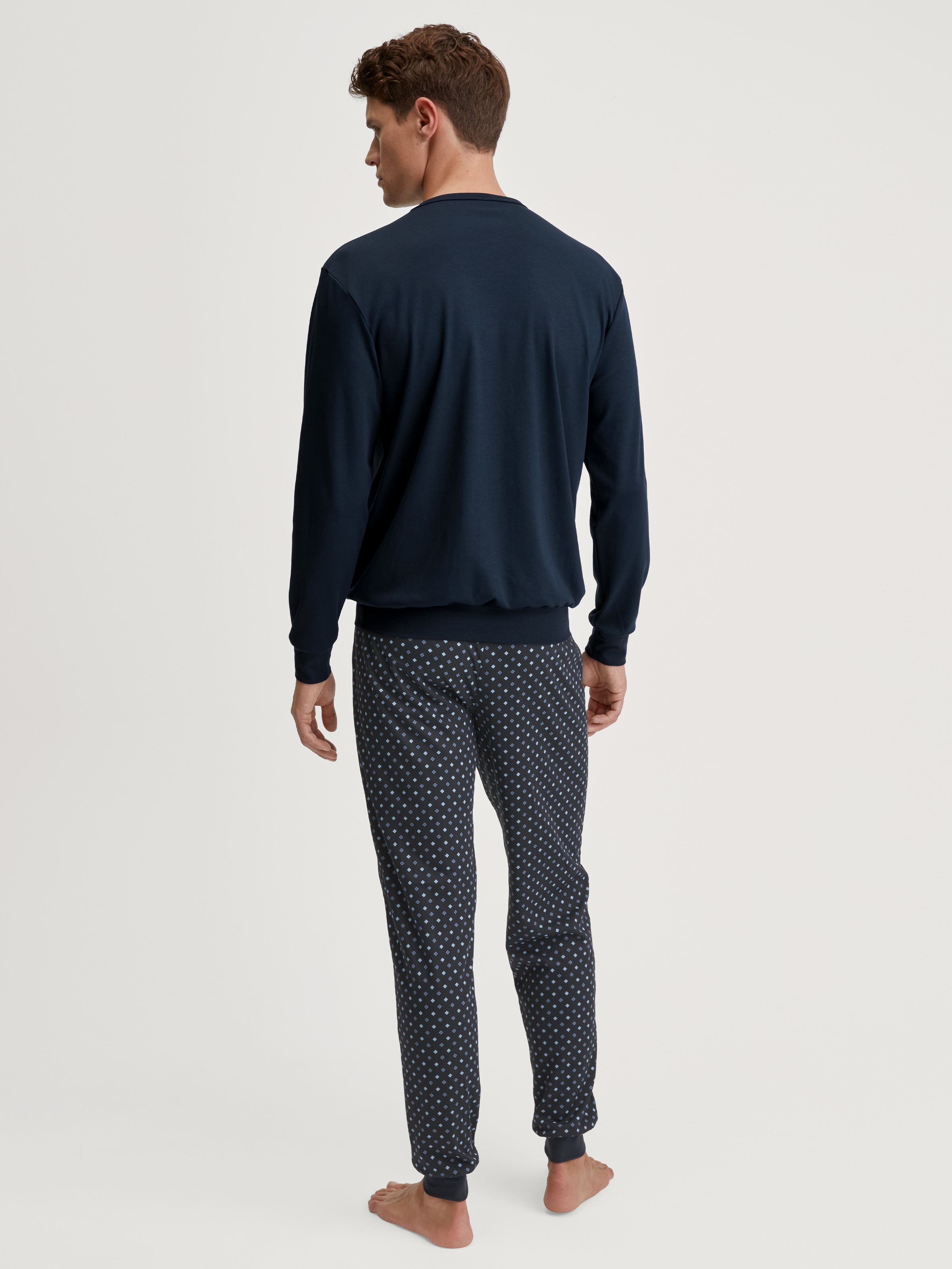 Schlafanzug CALIDA "Relax Streamline", Herren, Gr. XL (56), blau (saphir blau), Interlock, Obermaterial: 100% Baumwolle, normal lang, V-Ausschnitt, Homewear-Sets Schlafanzug, mit aufgesetzter Brusttasche 4