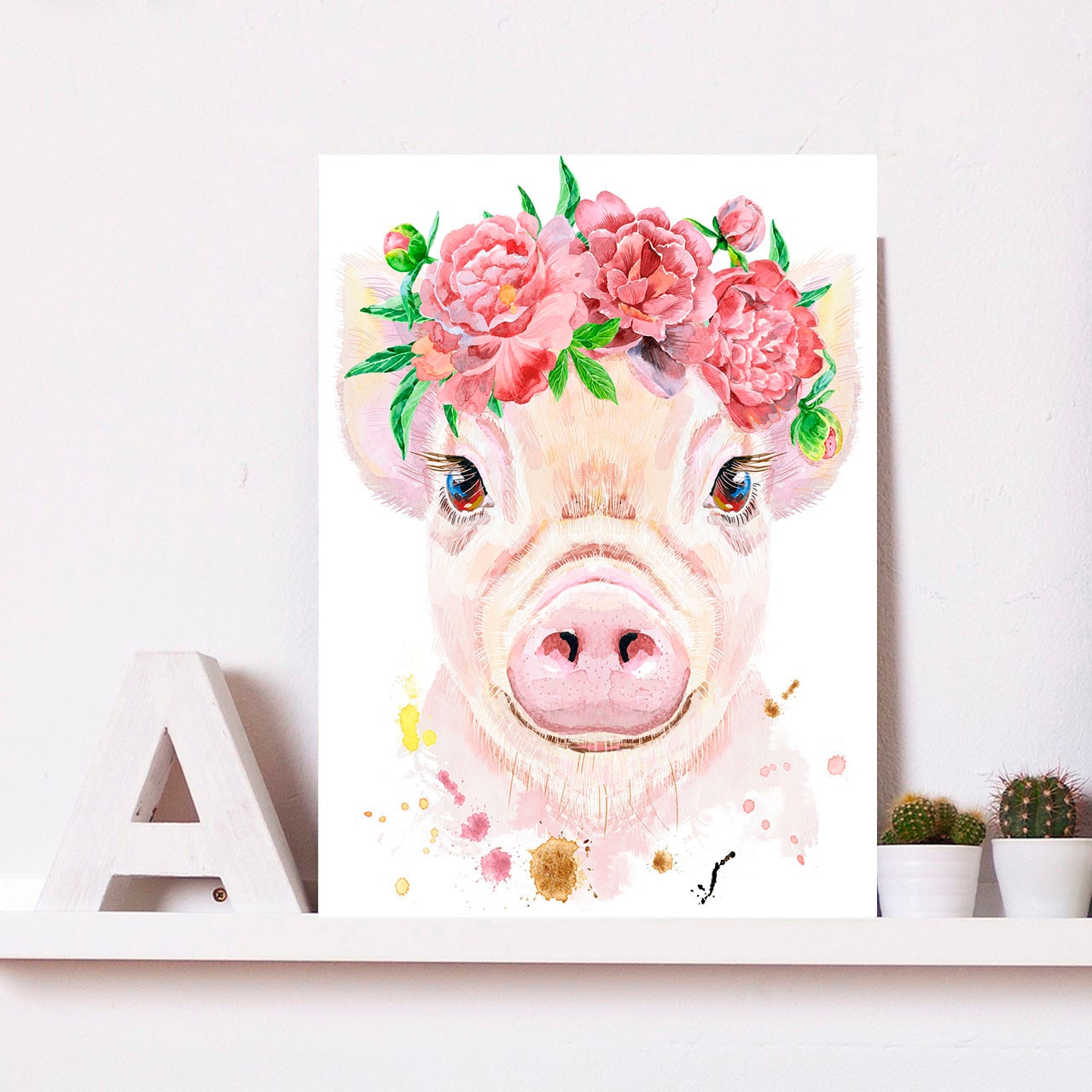 queence Metallbild "Galona", Blumen-Schwein-Tiere, (1 St.), Stahlschild, Bl günstig online kaufen