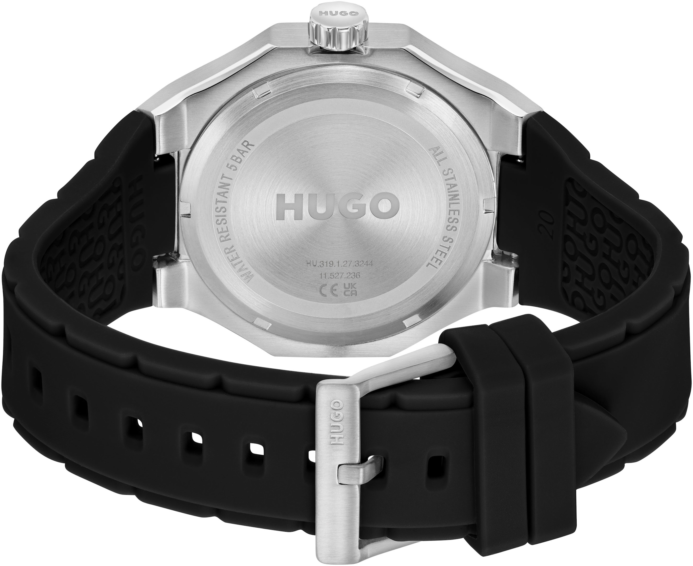 HUGO Multifunktionsuhr »#GRAIL SPORT« Quarzuhr, Armbanduhr, Herrenuhr, Silikonarmband, analog