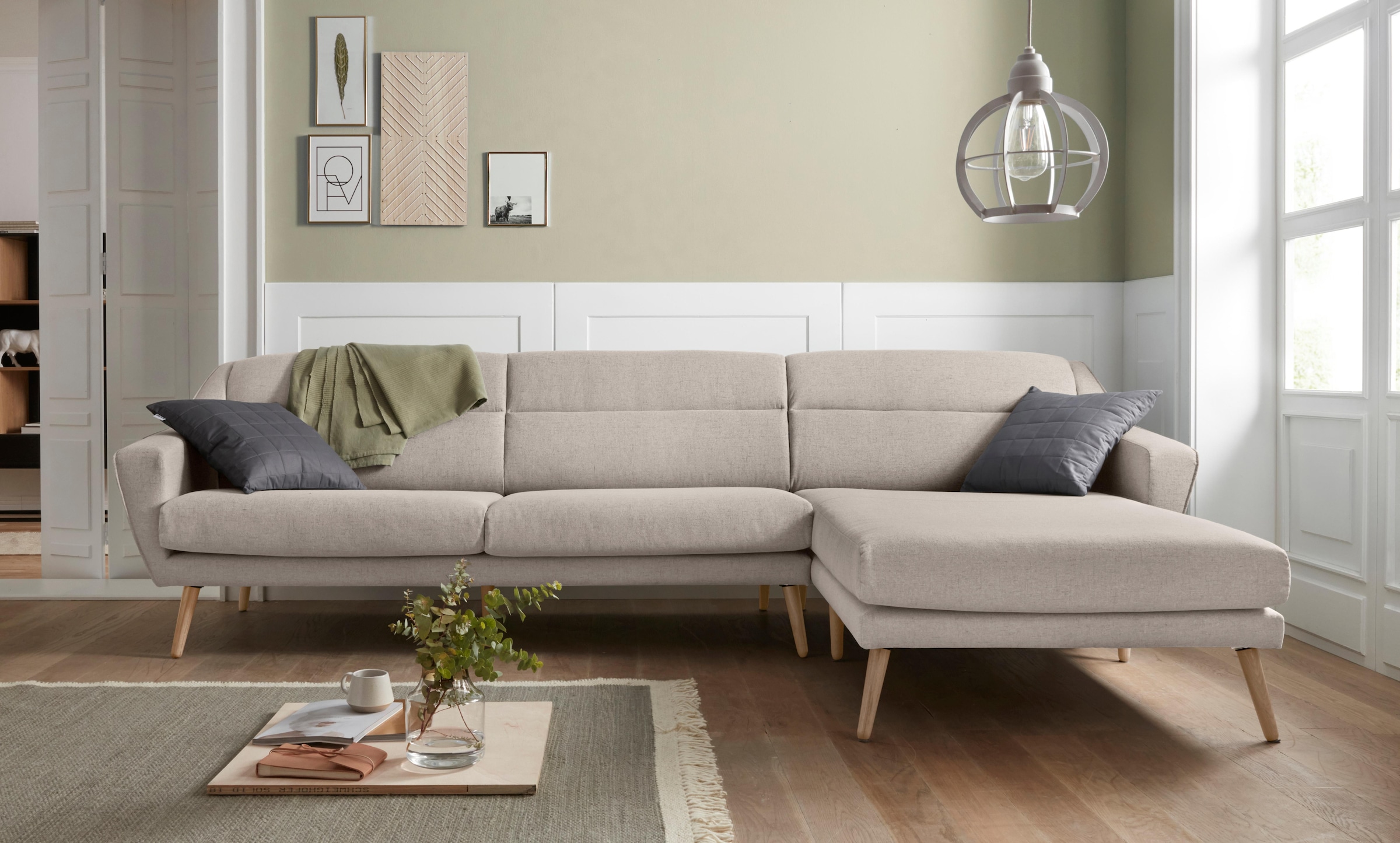 OTTO home Ecksofa "Bille L-Form" mit Naht im Rückenkissen und Beinen aus Ei günstig online kaufen