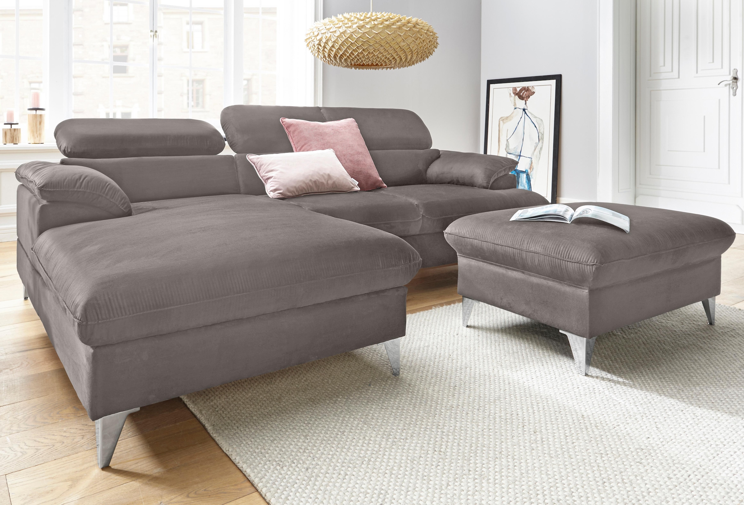 COTTA Ecksofa »Caluso L-Form«, mit Kopfteilverstellung, wahlweise mit Bettfunktion & Bettkasten