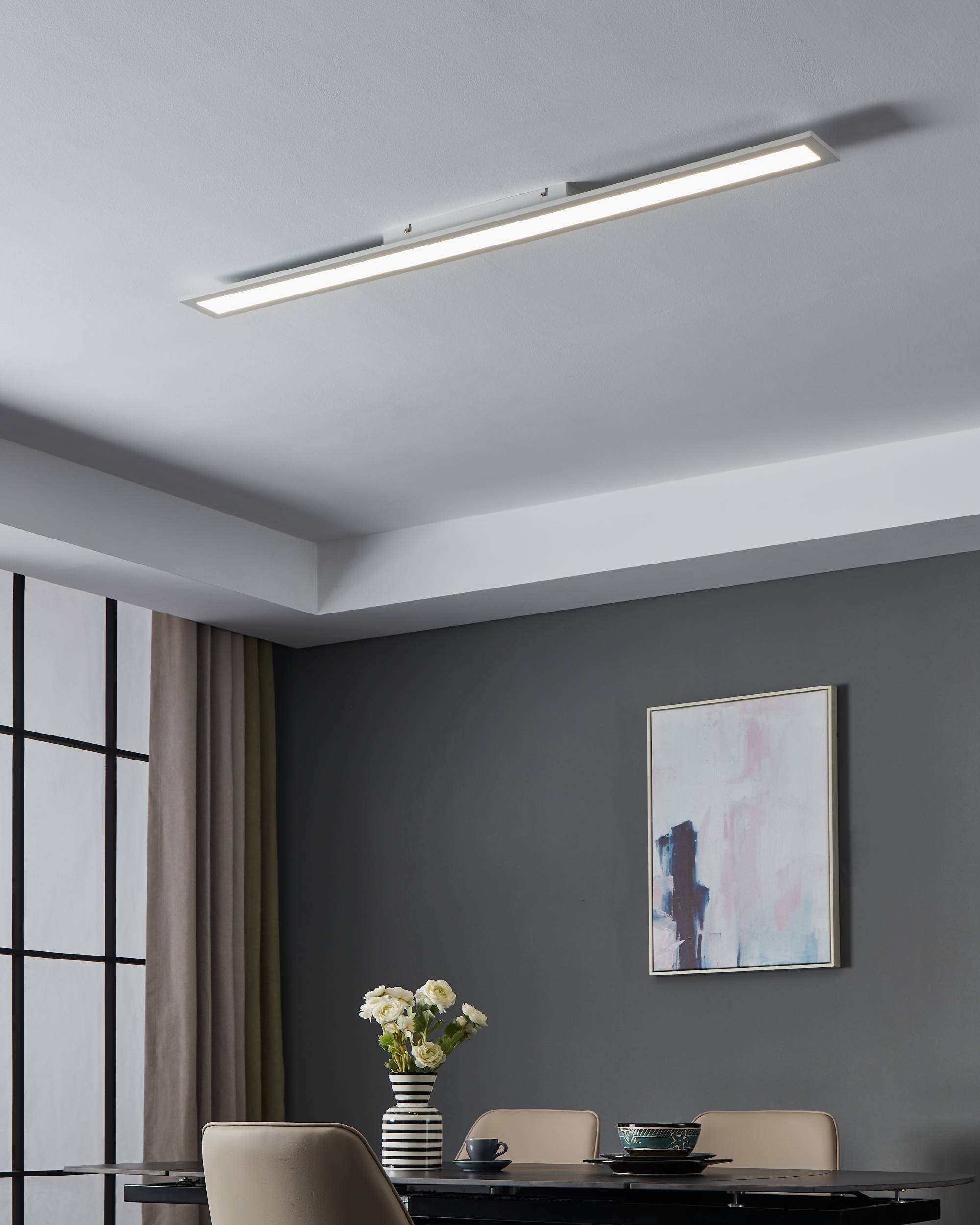 EGLO Deckenleuchte »Salobrena 1 Deckenlampe, LED-Panel, Kunststoff und Aluminium, Lampe« LED-Modul 1 Stk. Neutralweiß LED Panel, Deckenlampe, Deckenbeleuchtung, Küchenlampe 120 x 10 cm