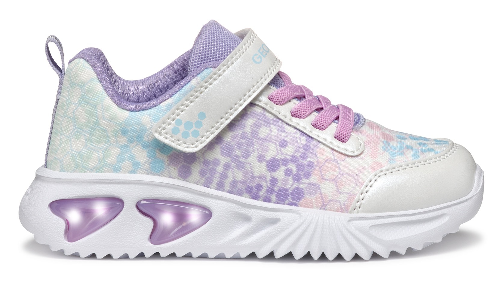 Geox Sneaker »J ASSISTER GIRL Blinkschuh«, Halbschuh, Klettschuh mit Textilfutter