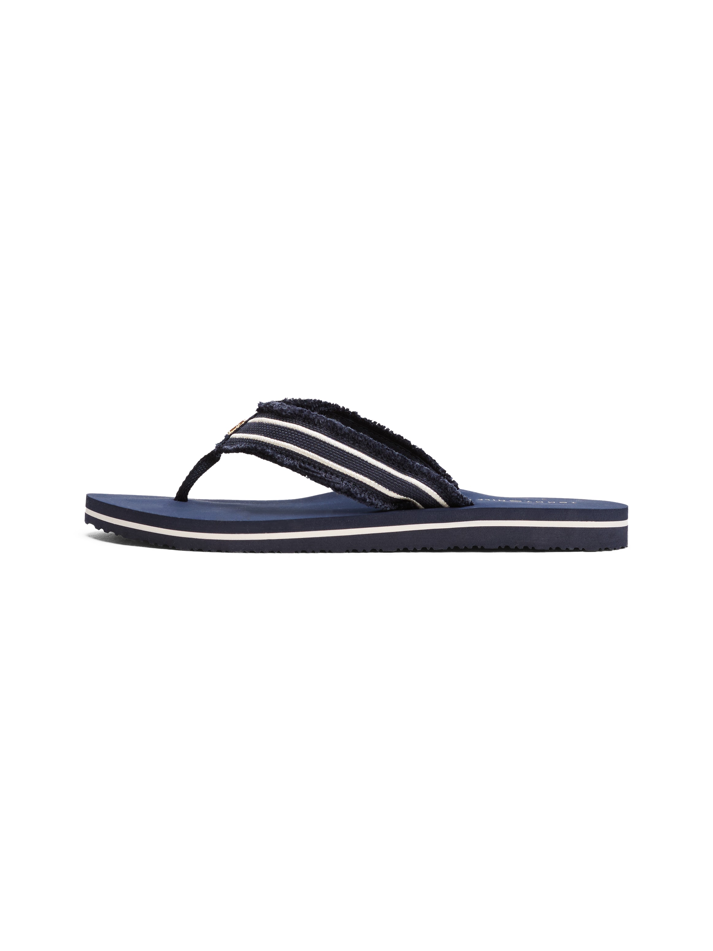 Tommy Hilfiger Zehentrenner »TH WEBBING BEACH SANDAL«, Dianette, Sommerschuh, Strandschuh mit ausgefranster Bandage