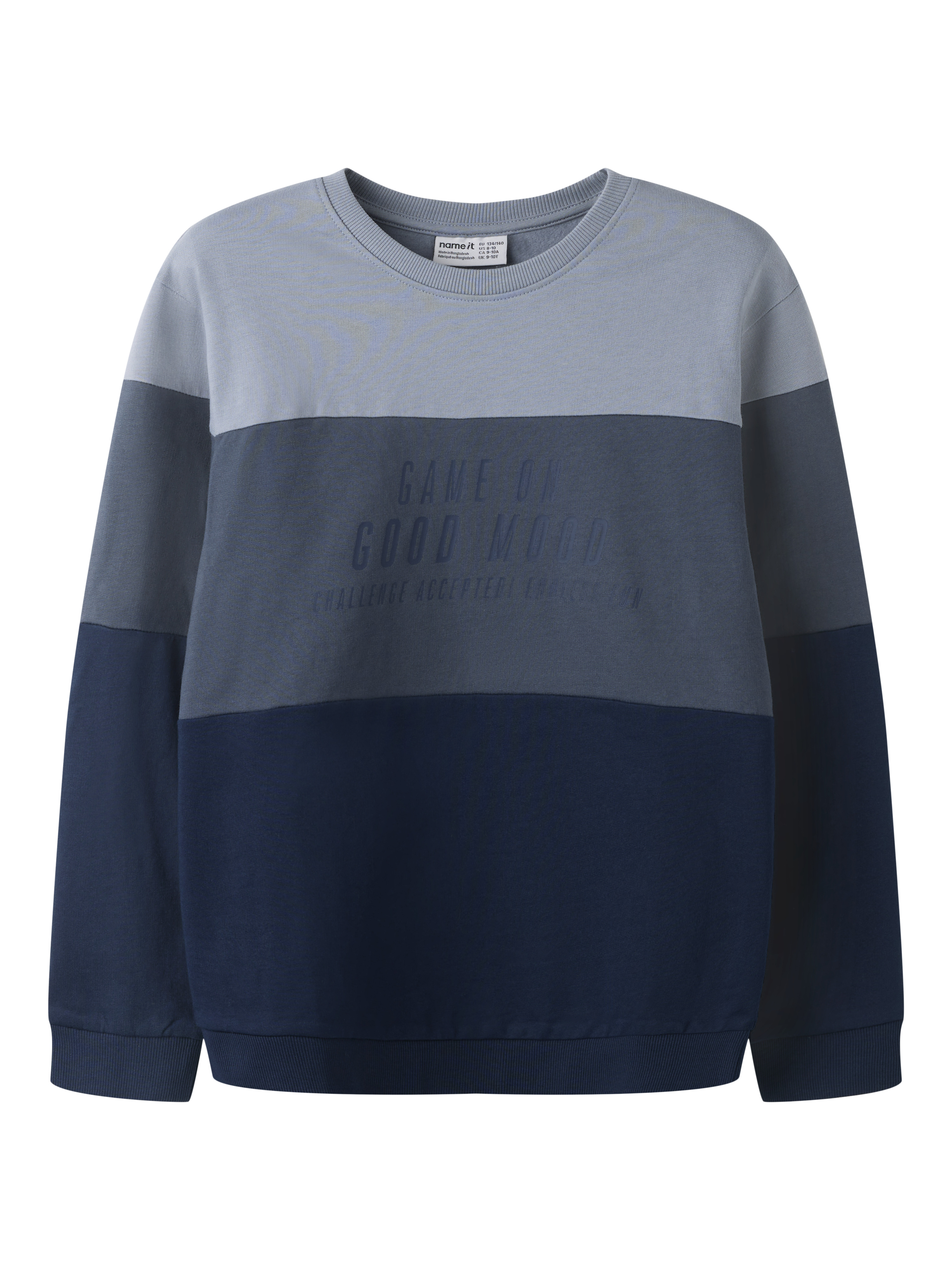 Name It Sweatshirt "NKMVEMIL LS NREG SWEAT BRU", Baumwolle, regular fit, Colorblock, Print