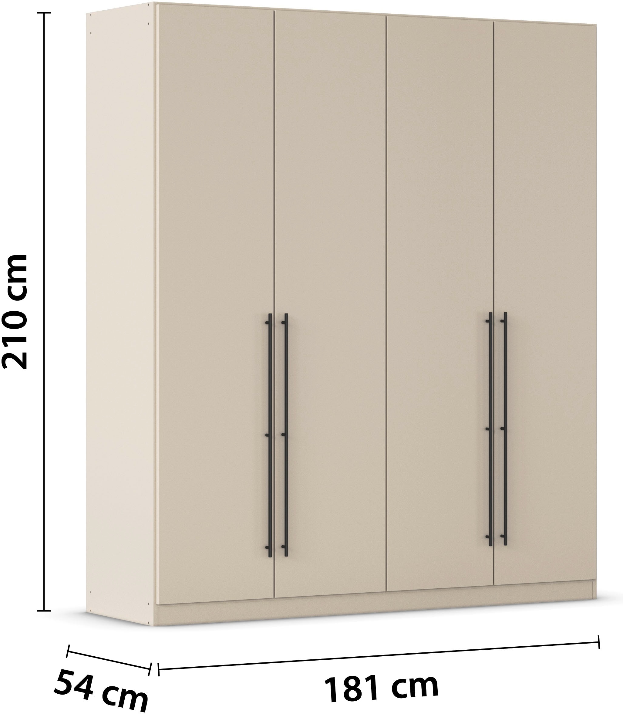 rauch Kleiderschrank »Drehtürenschrank Schrank Garderobe Wäscheschrank Schlafzimmer AVOLA«, (in 3 verschiedenen Ausstattungen BASIC/CLASSIC/PREMIUM), mit hochwertigen Stangengriffen in Schwarz aus Metall MADE IN GERMANY