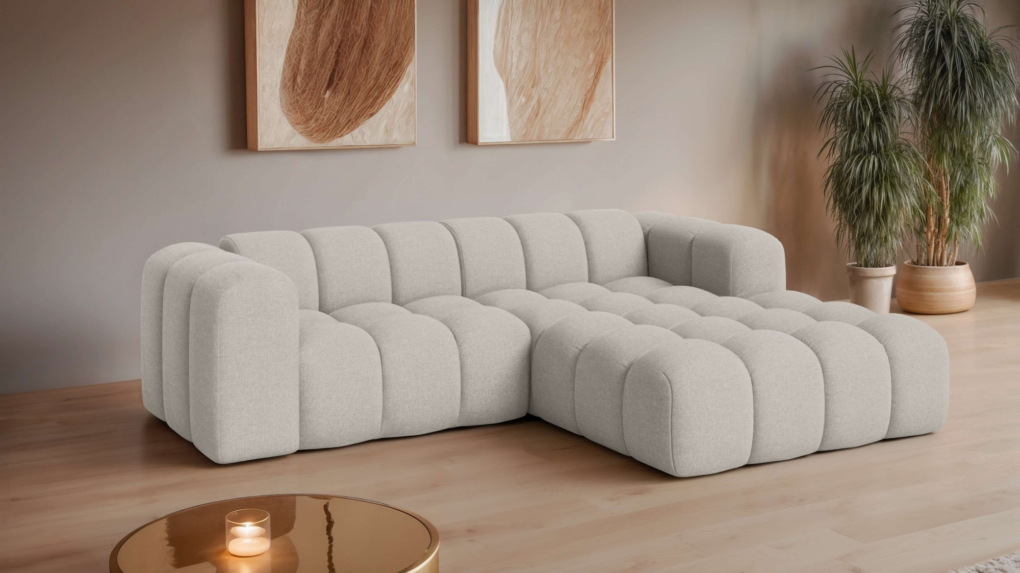 OTTO home Ecksofa "KALLIE Design-Sofa mit Wellenunterfederung, Bubble-Optik günstig online kaufen