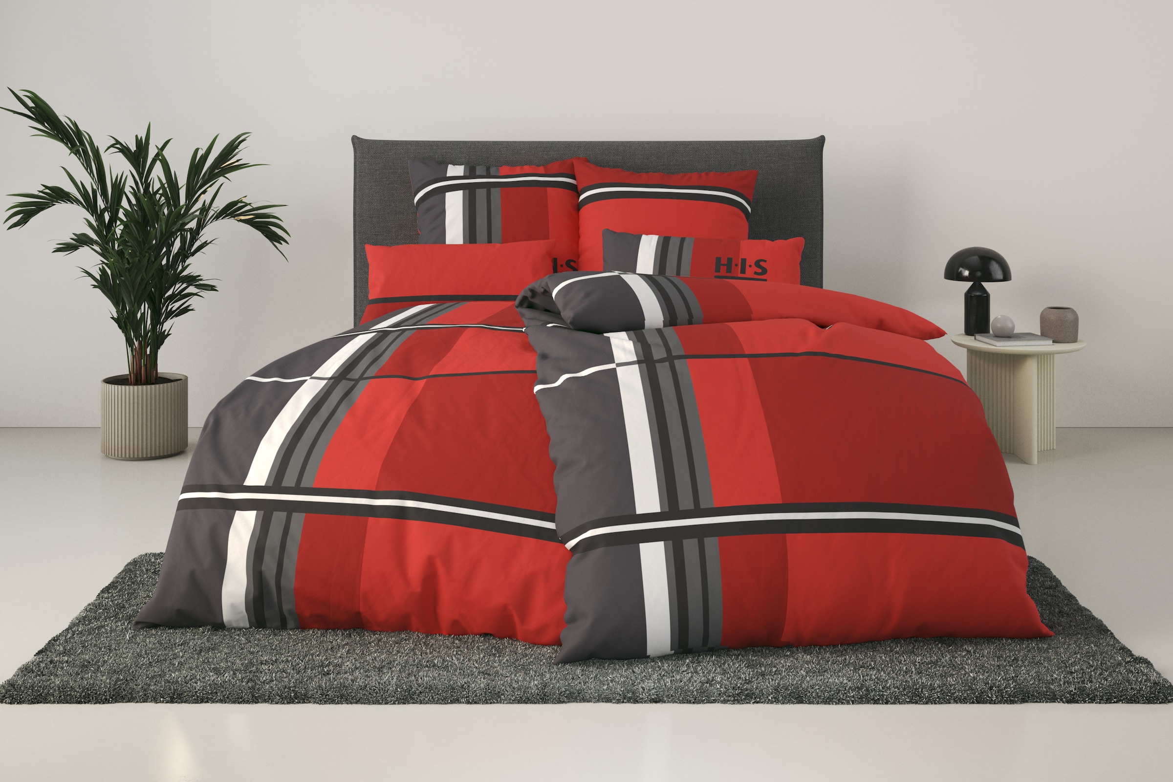 H.I.S Bettwäsche "Cassia" 2 Stk. tlg. in sportlichem Karo Design,Bettwäsche günstig online kaufen