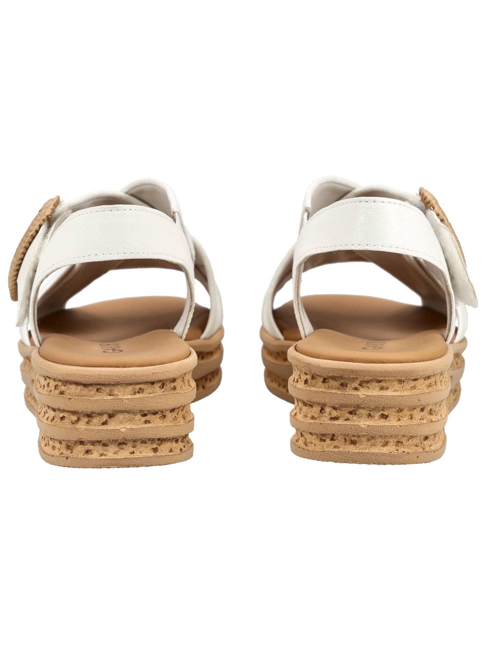 Keilsandalette GABOR, Damen, Gr. 41, creme, Nappaleder, Schuhe, Plateau, Riemchensandale, Sommerschuh mit Zierschnalle 3