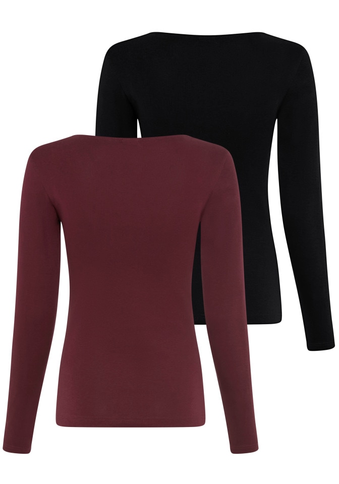 Laura Scott Longsleeve Packung, 2 Stk. tlg. mit toller Spitzenkante - NEUE KOLLEKTION