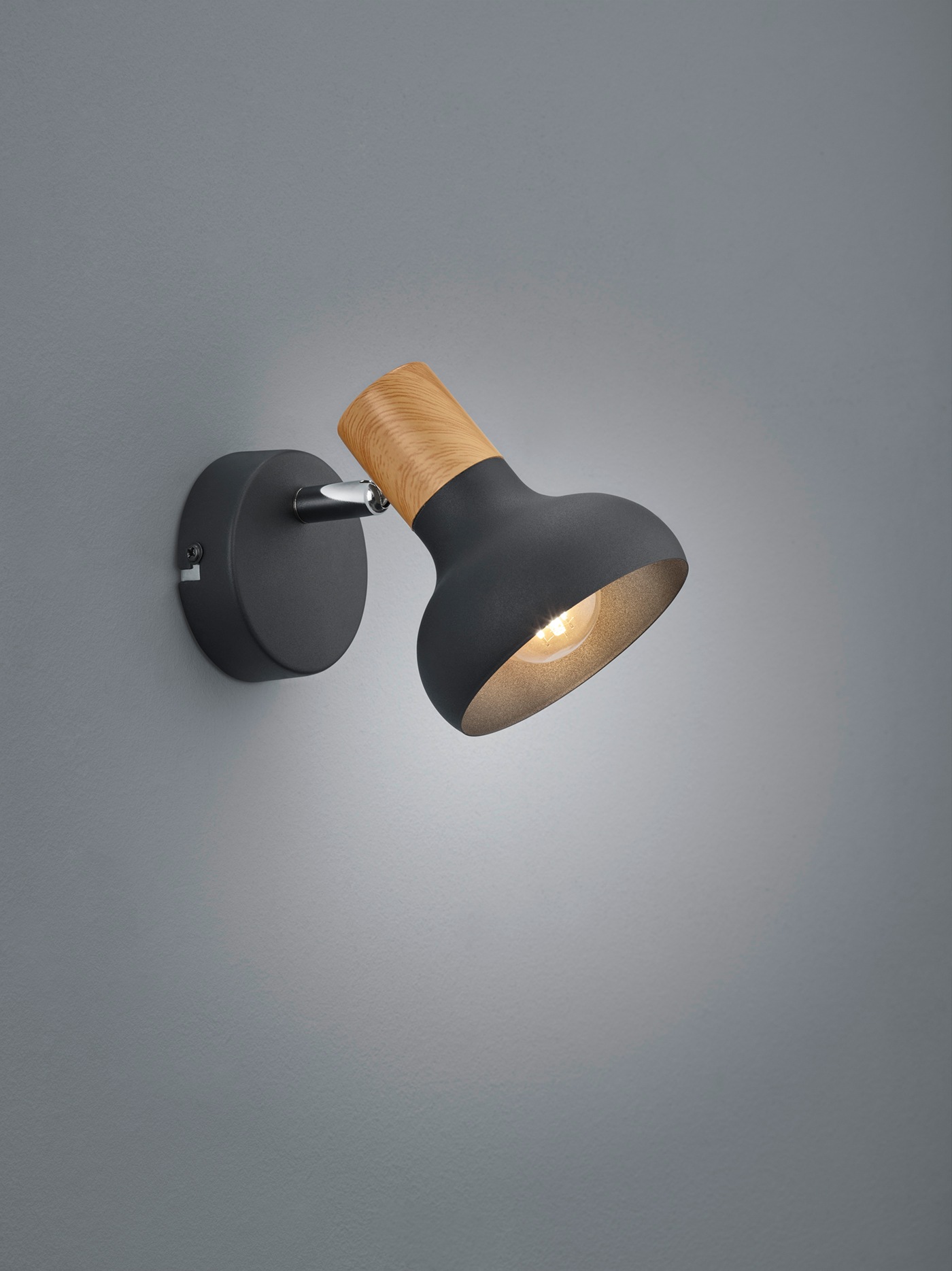 REALITY Leuchten Deckenstrahler »LATIKA, Strahler 1-flammig, exkl 1x E14 max 10W, Deckenspot Wandspot«, 1 flammig, Leuchtmittel E14 | Leuchtmittel wechselbar, schwenkbarer Strahler, Metall und Holzoptik Lackierung, Spot Licht