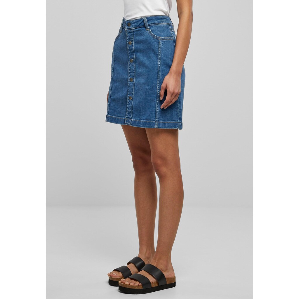 URBAN CLASSICS Sommerrock »Urban Classics Damen Ladies Organic Stretch Button Denim Skirt«, (1 tlg.)