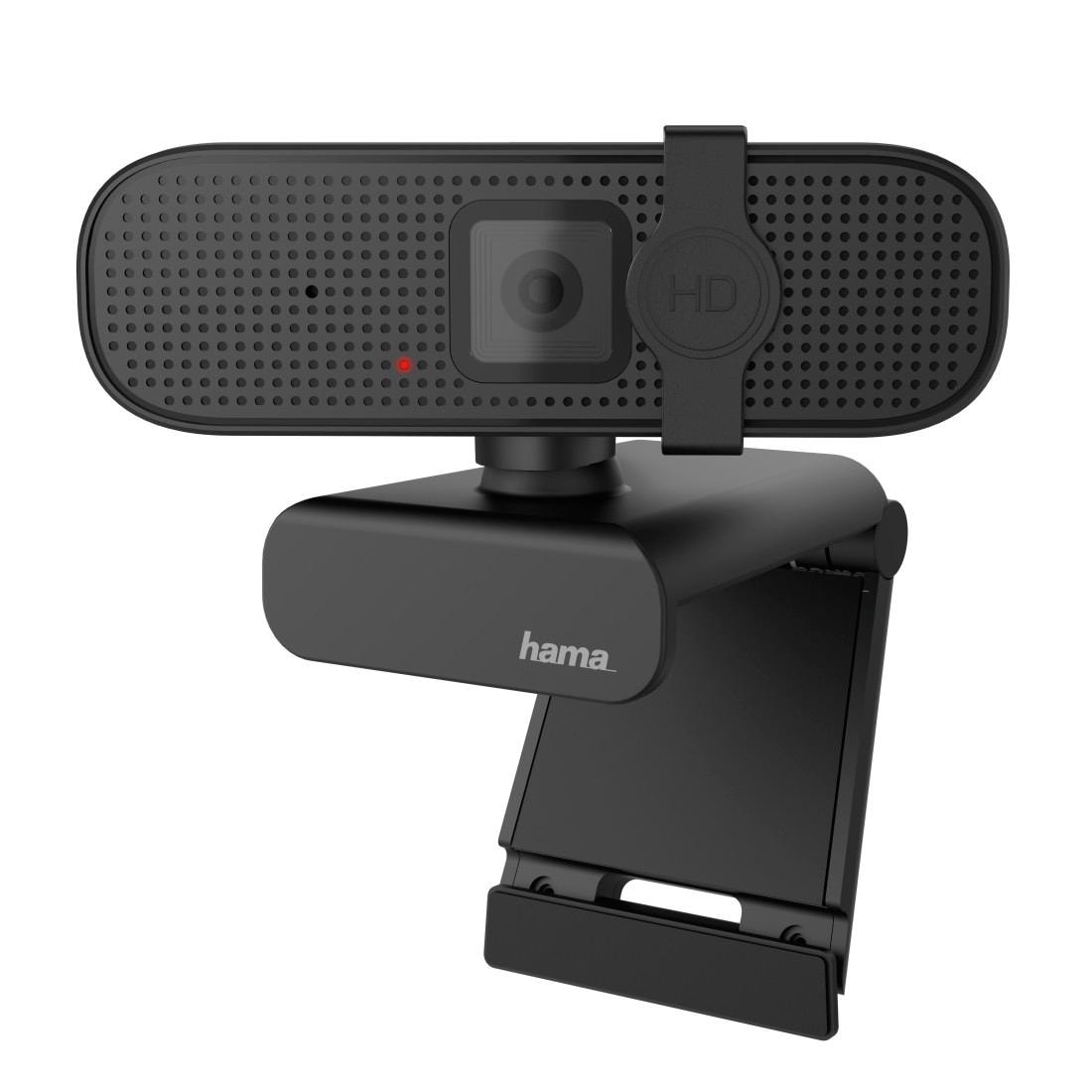 HAMA Full HD-Webcam "PC Webcam für Laptop PC, Streaming, Chatten mit Mikrofon, Windows Mac", B:5,5cm H:5cm T:9,2cm, schwarz, Camcorder, Plug & Play,