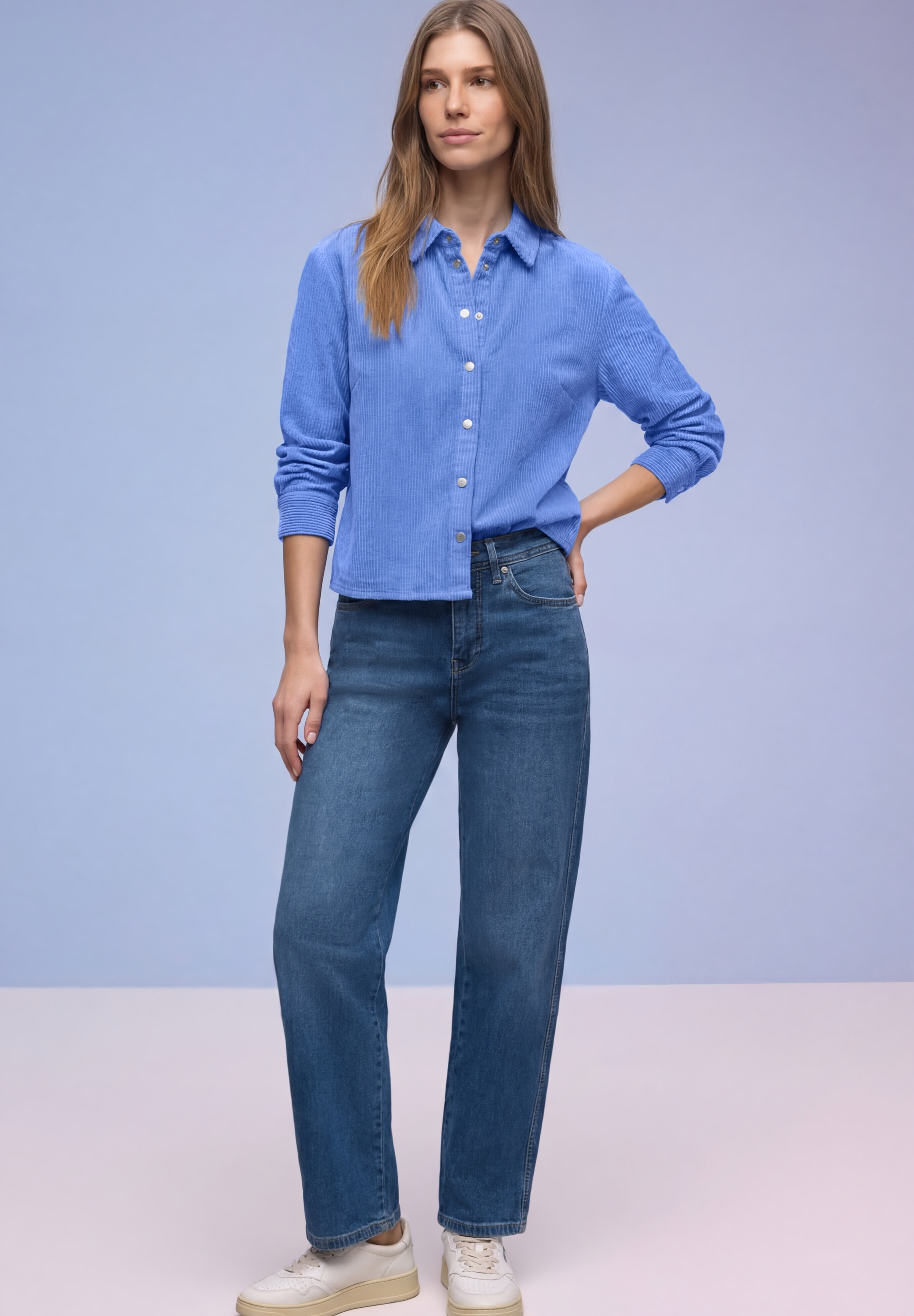 STREET ONE Langarmbluse in Cord-Optik