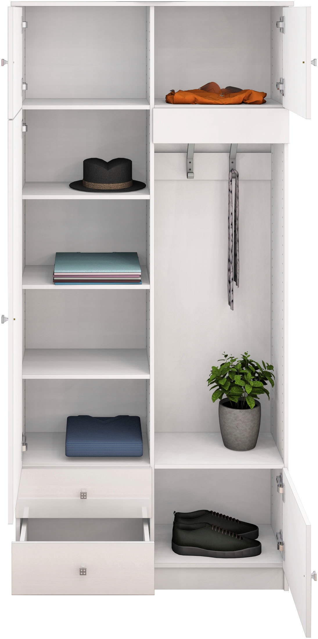 borchardt Möbel Garderobenschrank, viel Stauraum, Kleiderstange, Spiegel