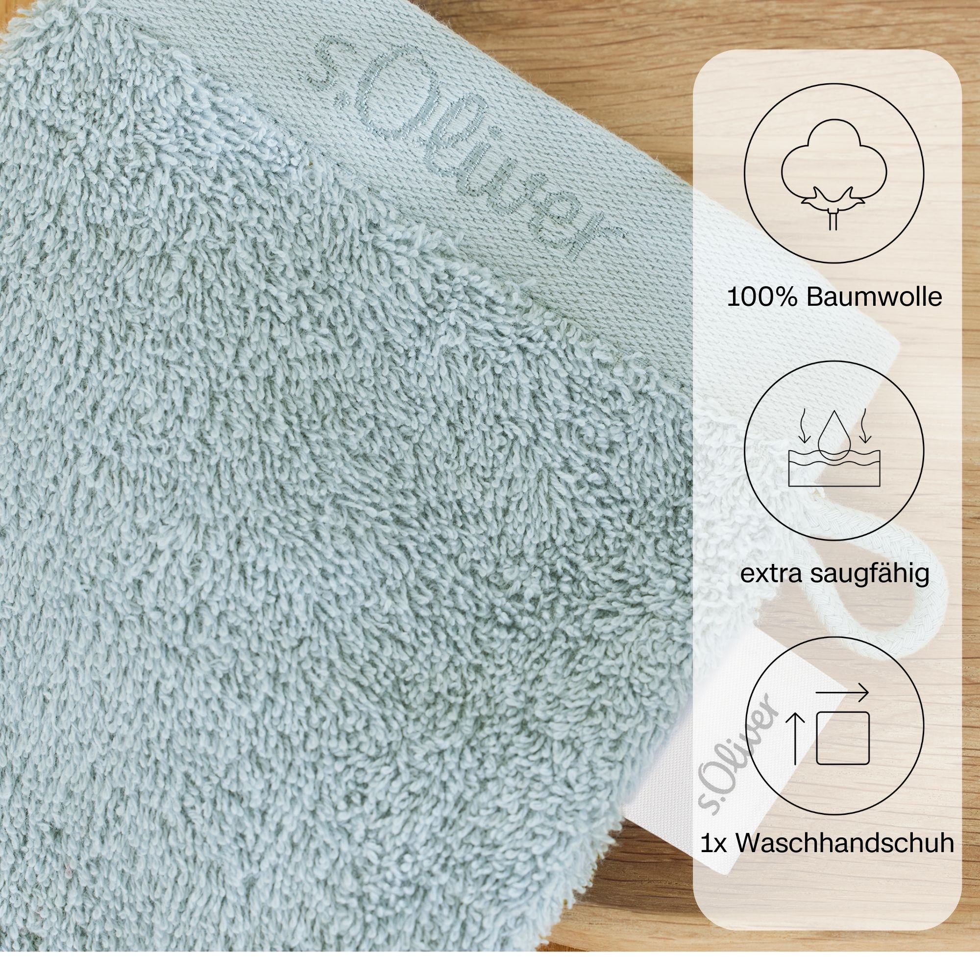 s.Oliver Waschhandschuh »s.Oliver, Premium Qualität, 600 gr/m², auch als Sets erhältlich«, (1 St., Waschlappen 16 x 21 cm), große Farbauswahl, auch als Duschtuch, Handtuch, Gästetuch