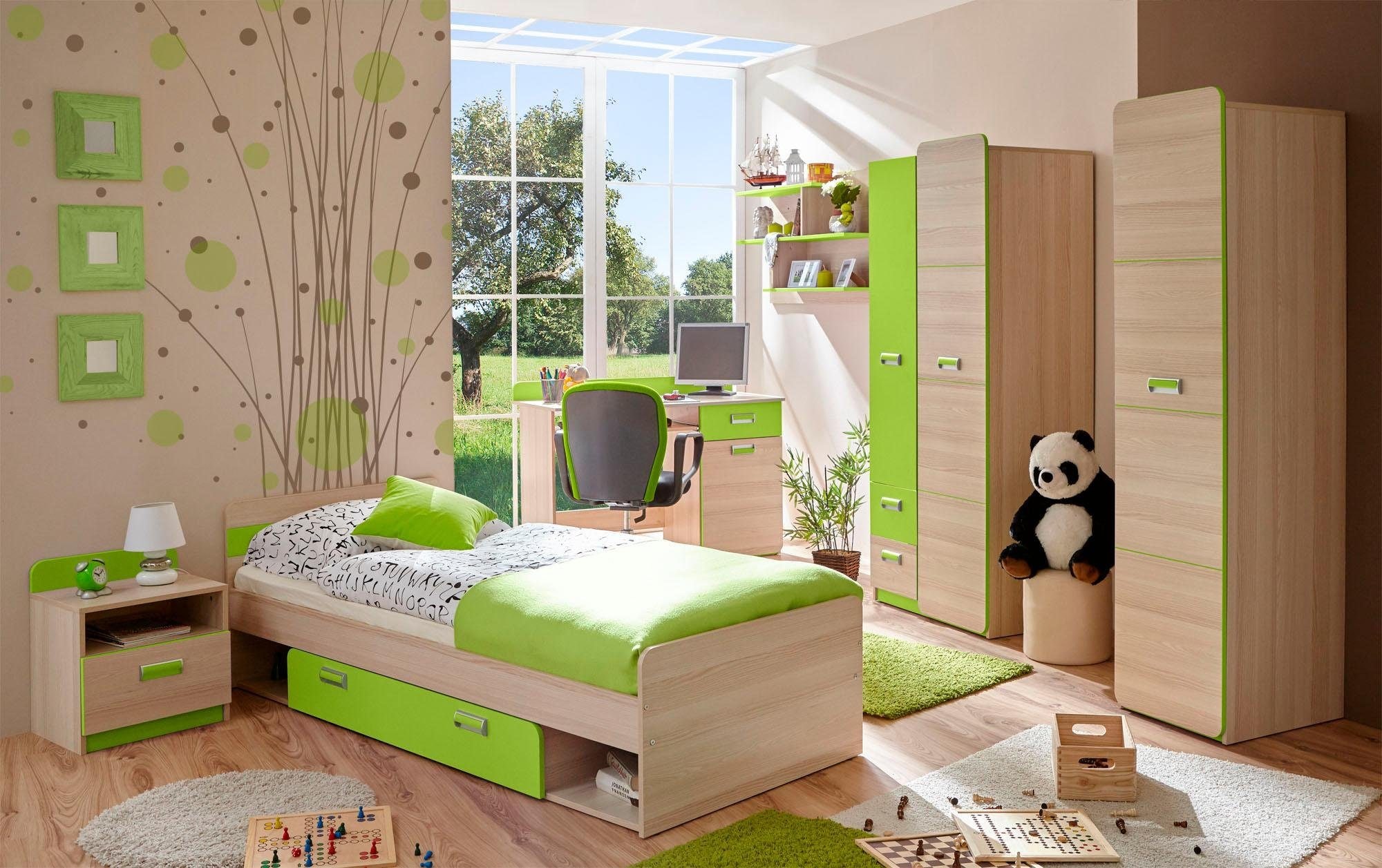 Jugendzimmer-Set »Lori«, (Set, 6 tlg., Bett, Schrank, Schreibtisch, Standregal,...