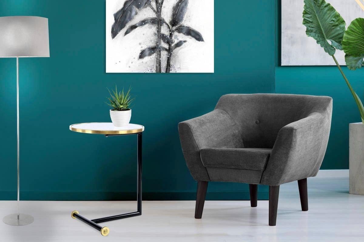 Kayoom Beistelltisch »Servant 210, Beistelltisch für das Sofa, glamouröses, edles Design«, (1 St.), Durch Rollen einfach zu verschieben, runde Tischplatte, C-Form