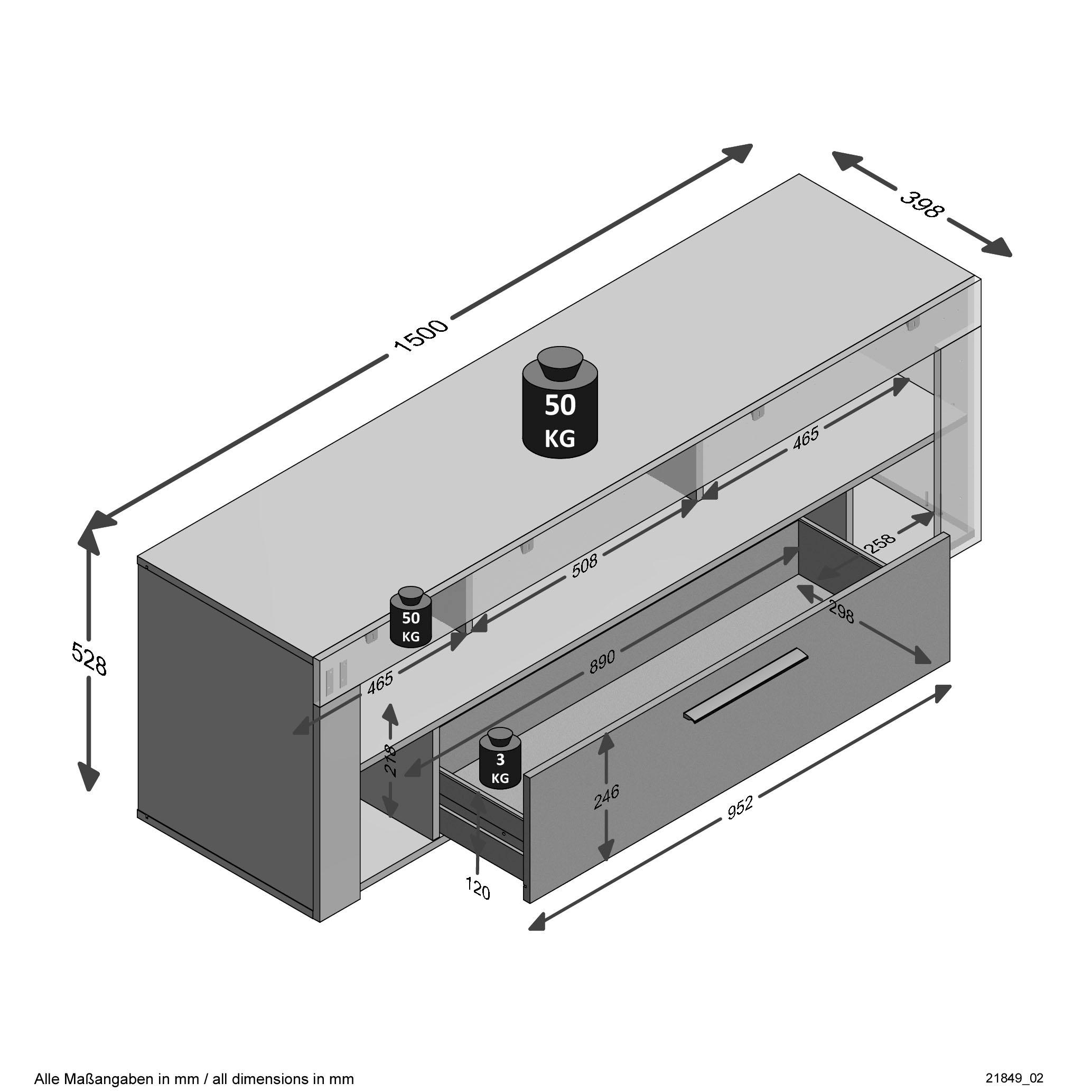 FMD Lowboard "VIBIO 1", Breite 150 cm günstig online kaufen