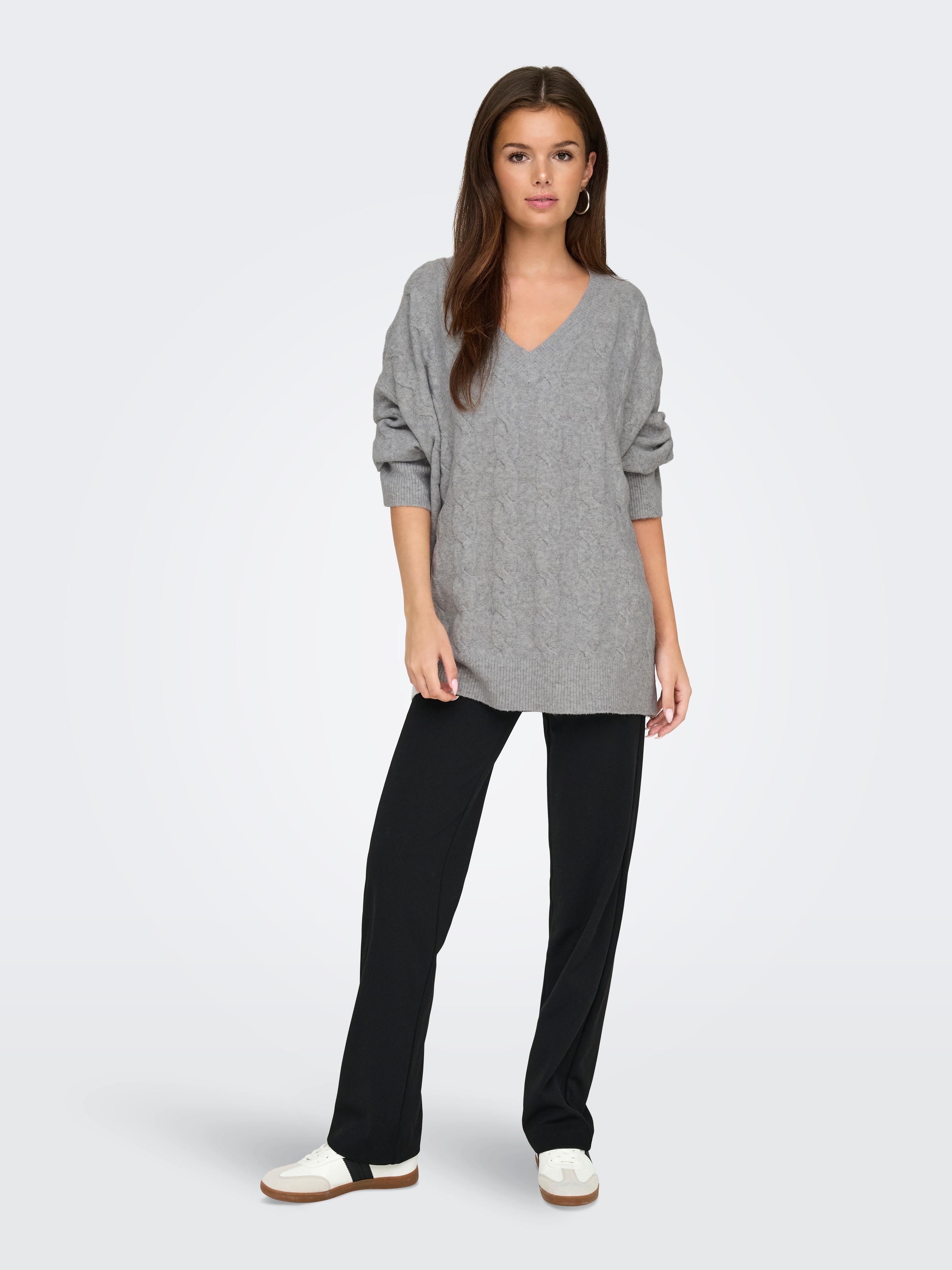 ONLY V-Ausschnitt-Pullover »ONLJEANETT LIFE L/S CABLE V-NECK CC KNT«, mit Zopfmuster