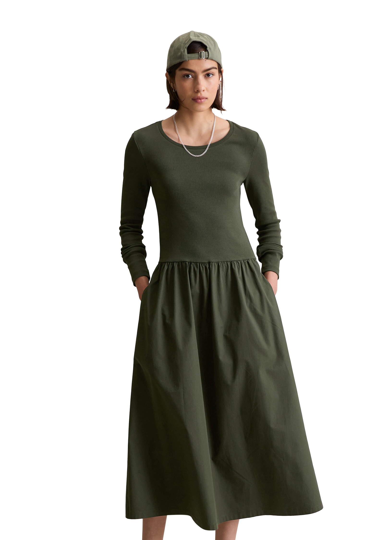 Marc OPolo DENIM Jerseykleid "mit Baumwoll-Popelinerock" günstig online kaufen