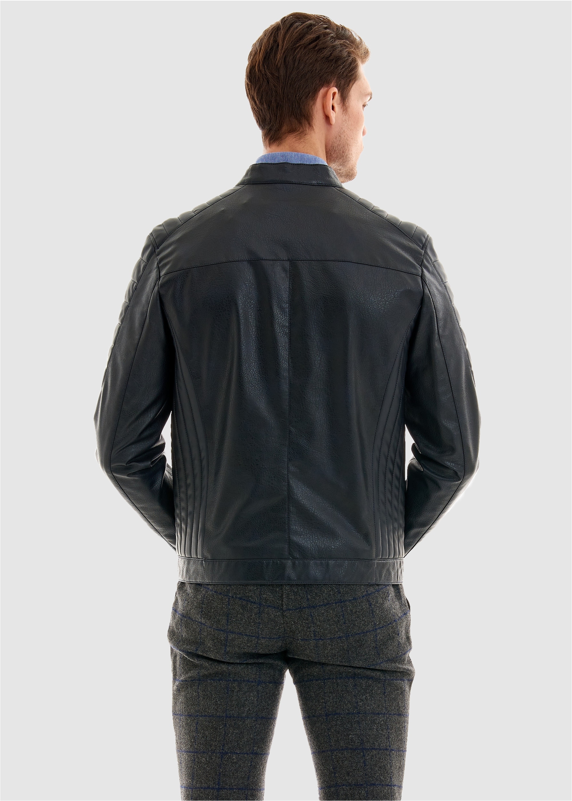 Pierre Cardin Lederimitatjacke, im angesagten Biker-Stil