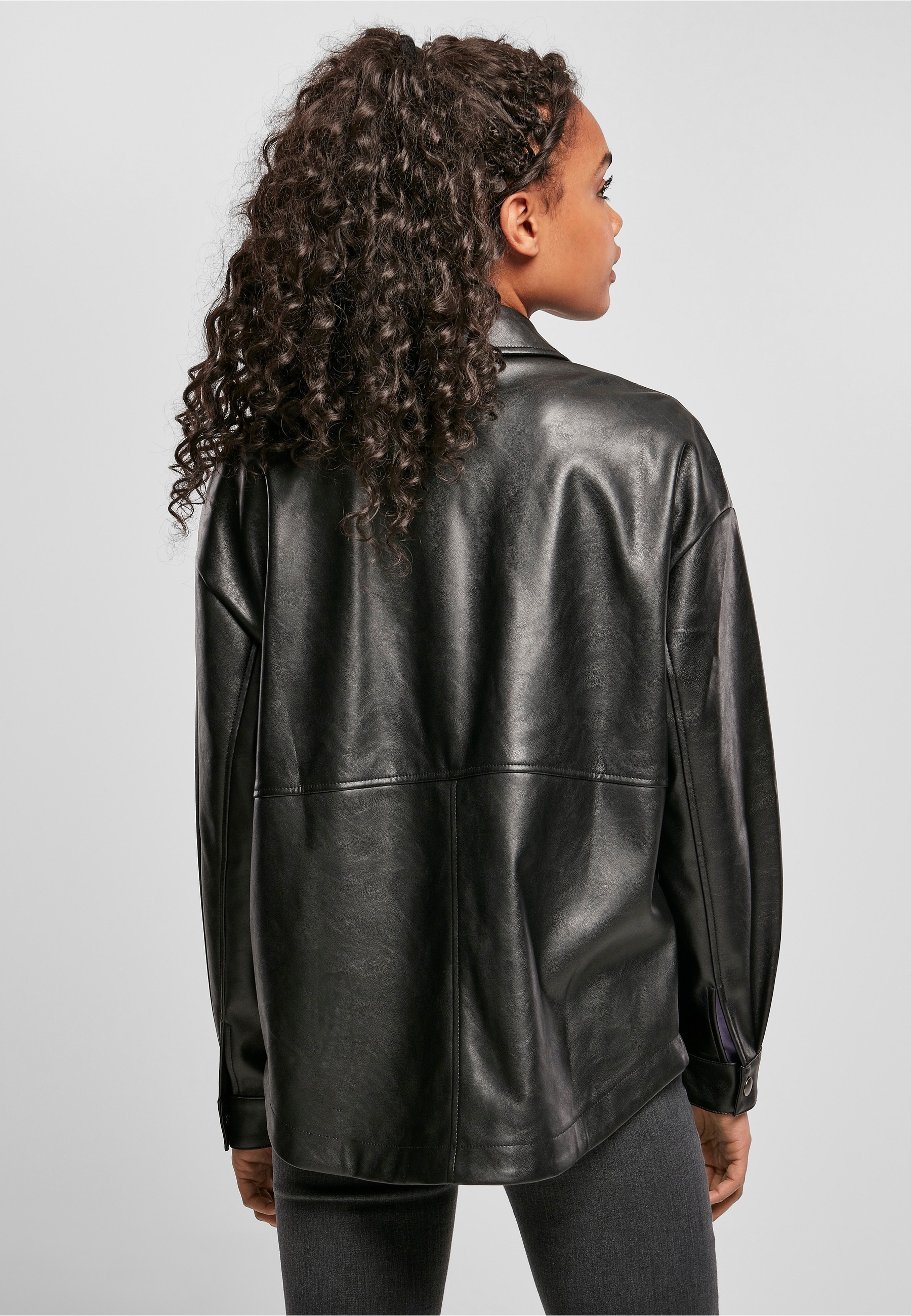 URBAN CLASSICS Hemdbluse »Urban Classics Damen Ladies Faux Leather Overshirt«