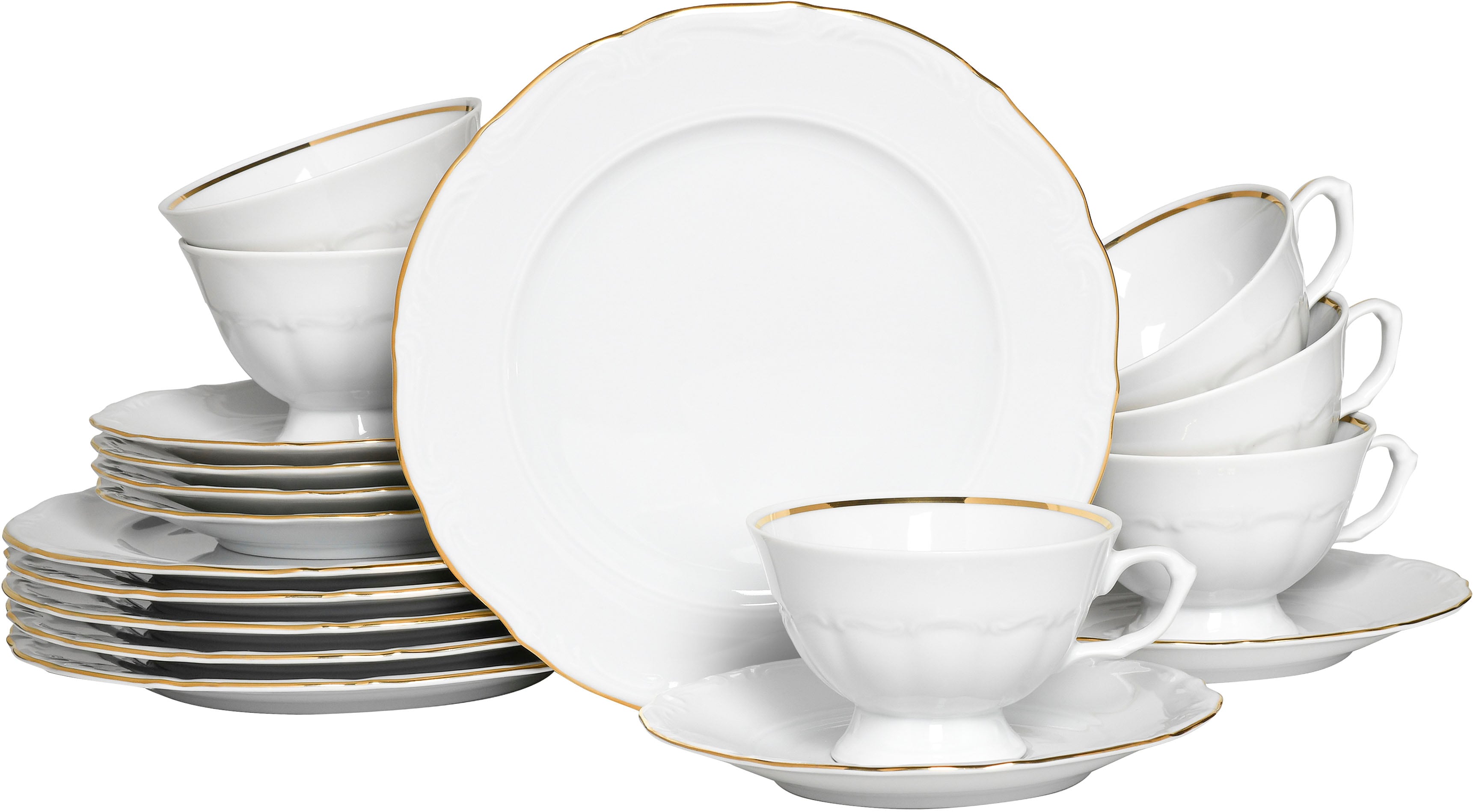 CreaTable Kaffeeservice "Maria Theresia, KaffeeService 18-tlg" Traditionelle Porzellanform