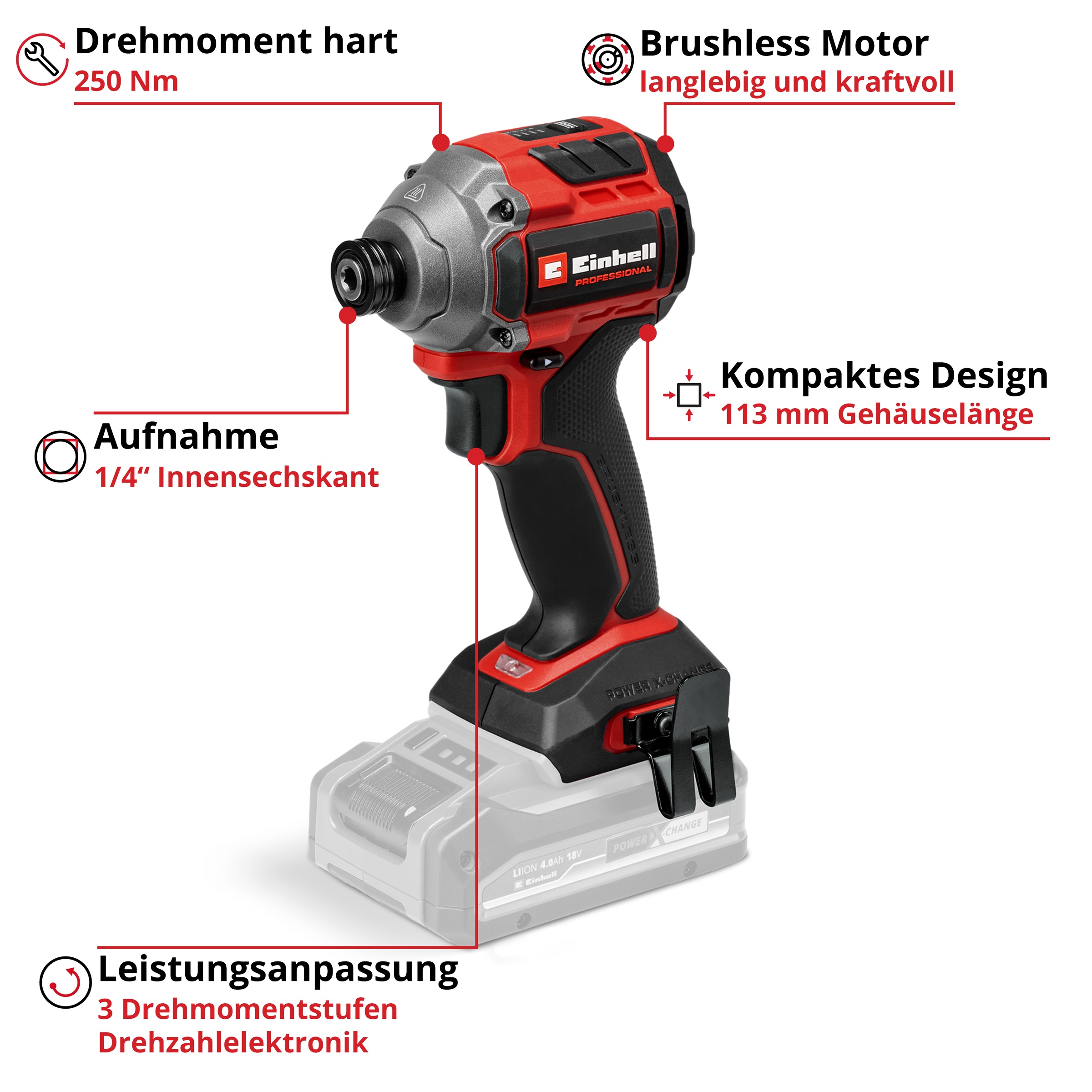 Einhell Akku-Schlagschrauber »TP-CI 18/250-C Li BL - Solo«, ohne Akku und Ladegerät