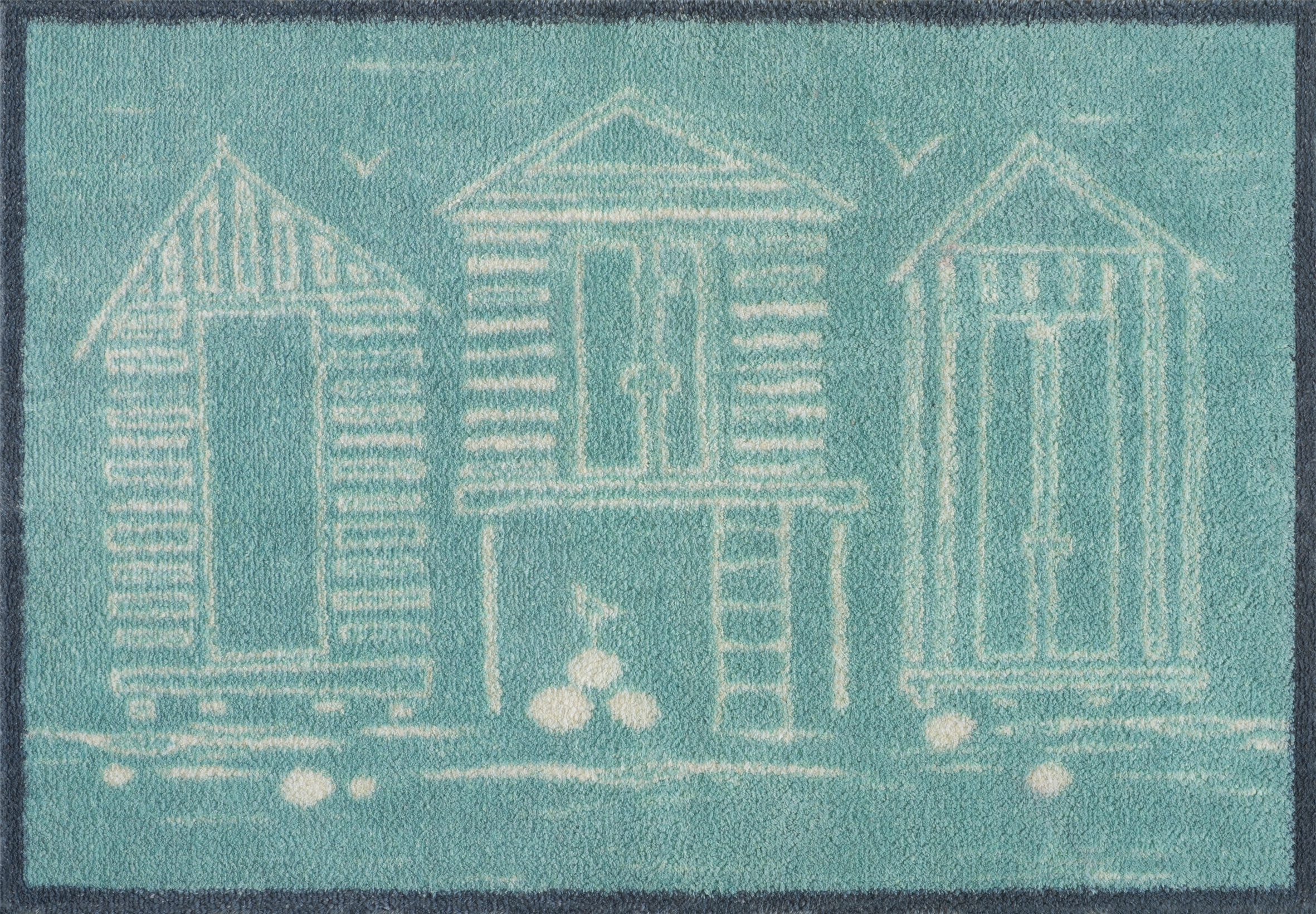 Turtle Mat Fußmatte "Beach Huts Blue" rechteckig 9 mm Höhe