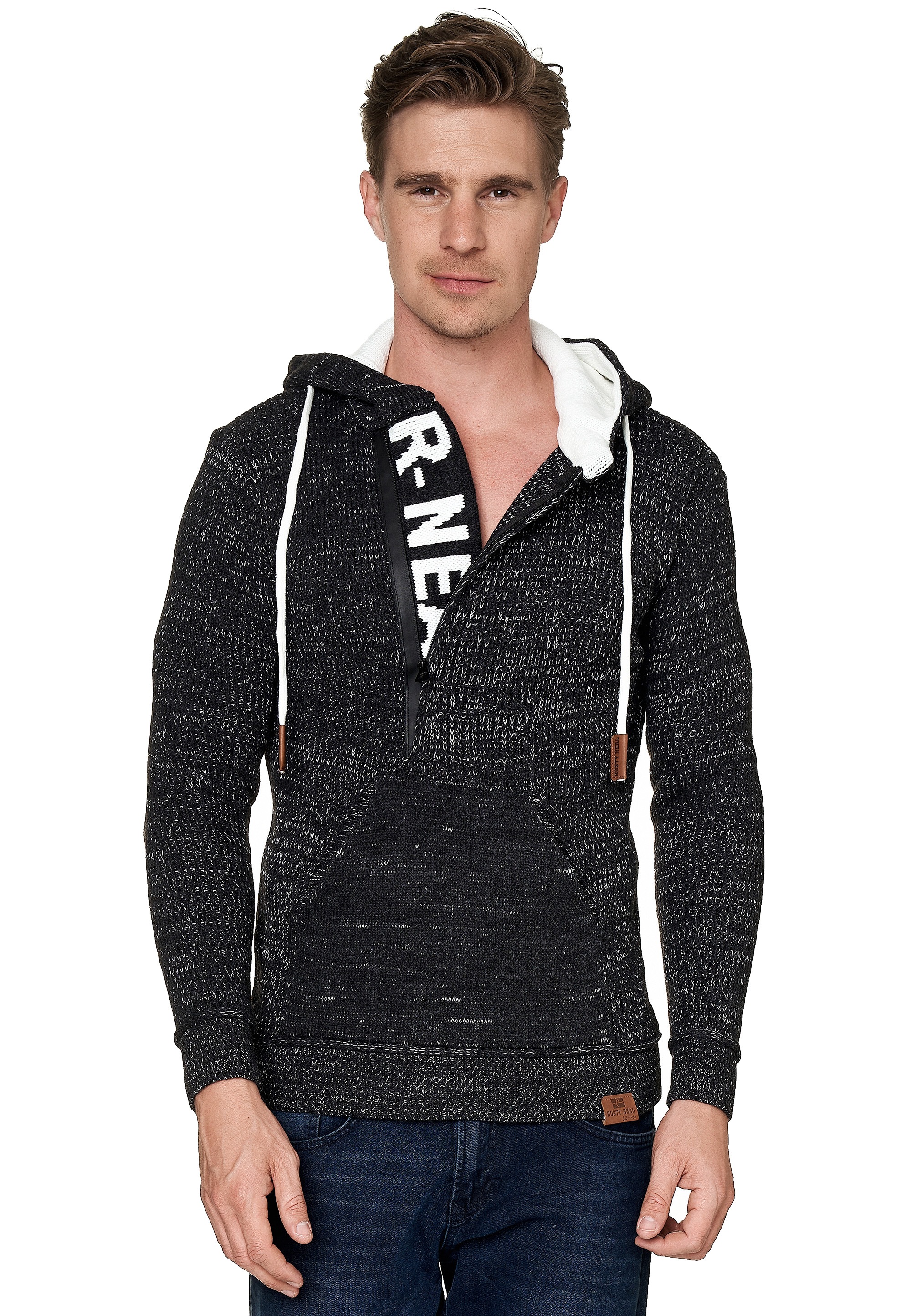 Rusty Neal Kapuzensweatshirt, mit stylischem Ausschnitt