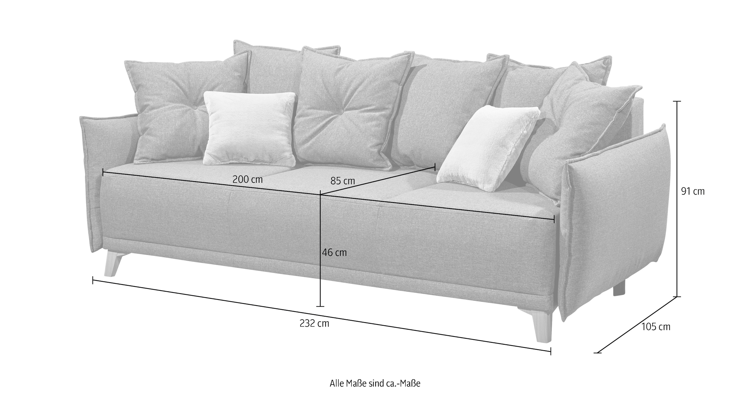 ED EXCITING DESIGN Schlafsofa »Pamplona«, mit Bettkasten & Zierkissen