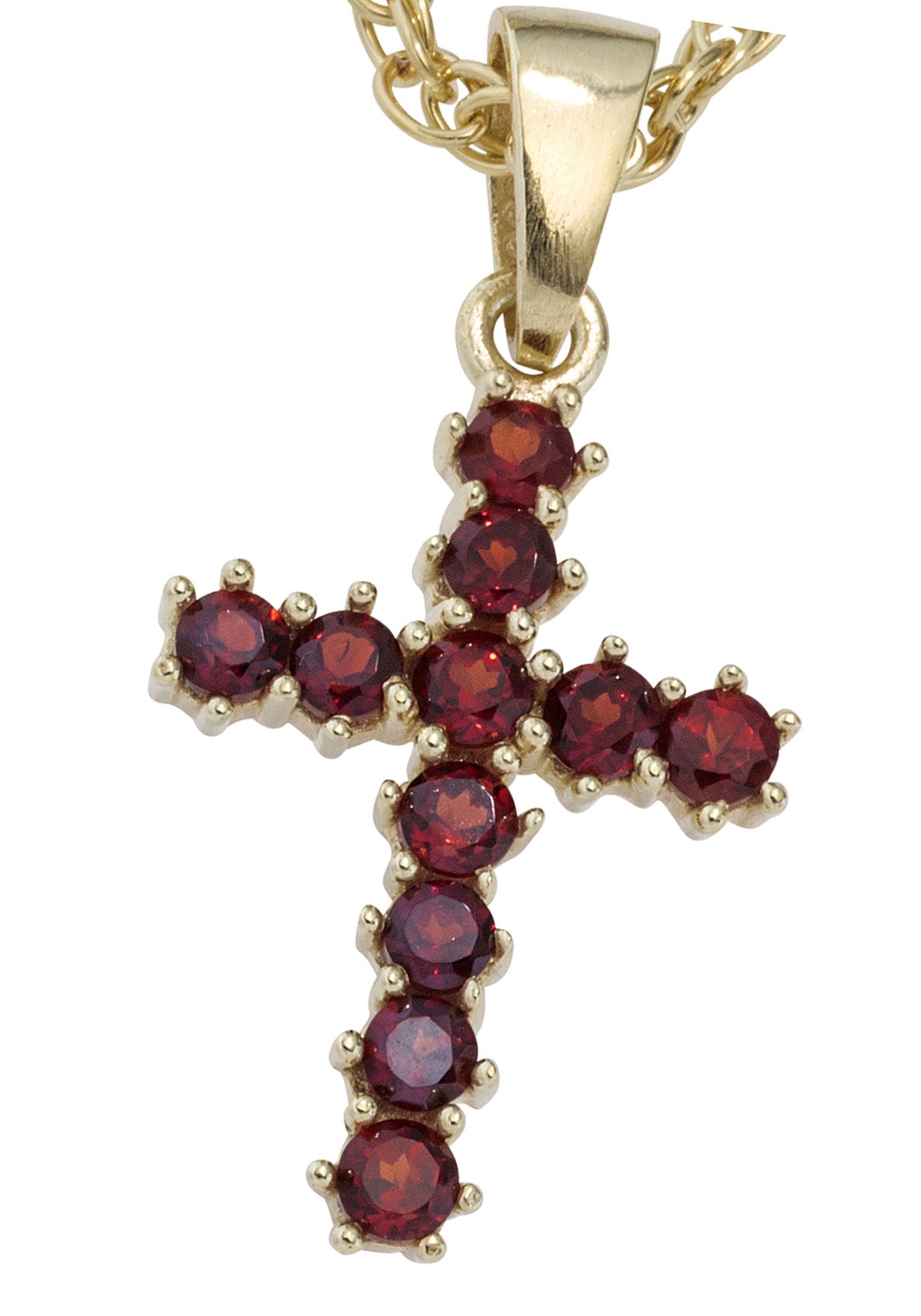 JOBO Kreuzanhänger »Anhänger Kreuz«, 333 Gold mit Granat