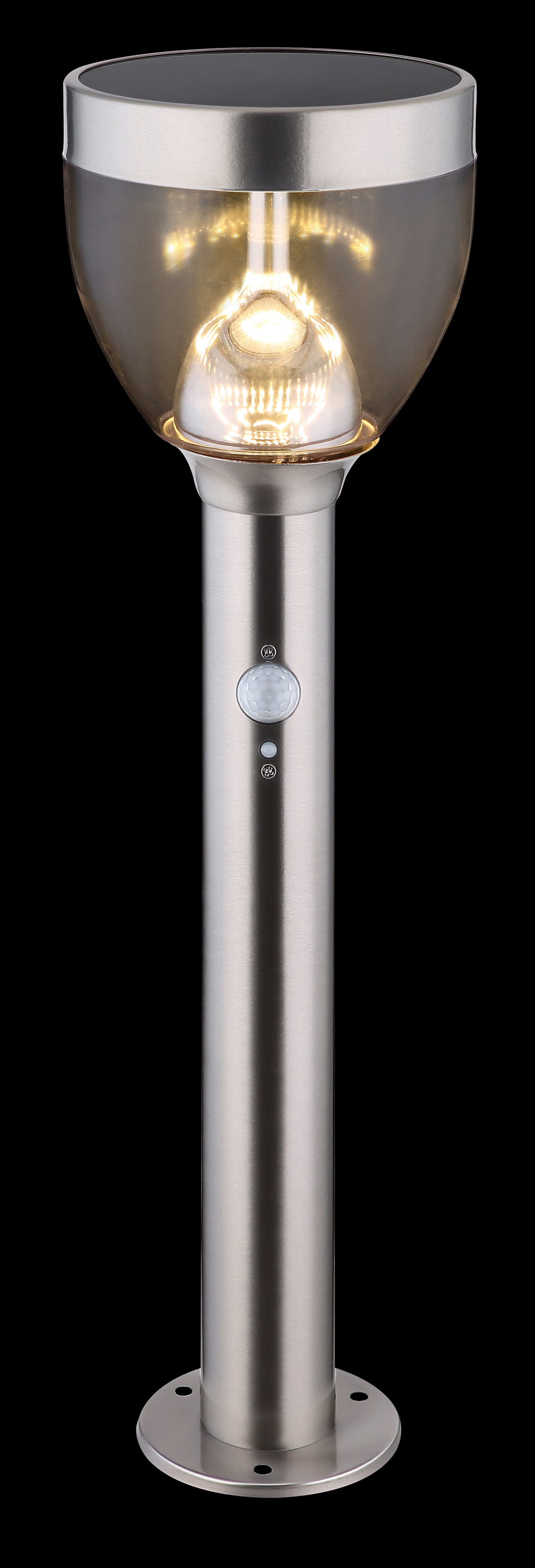 GLOBO LIGHTING LED Solarleuchte »SOLARLEUCHTE EDELSTAHL, 1XLED« LED-Modul 1 Stk. Warmweiß Bewegungssensor mit flexibler Lichtsteuerung