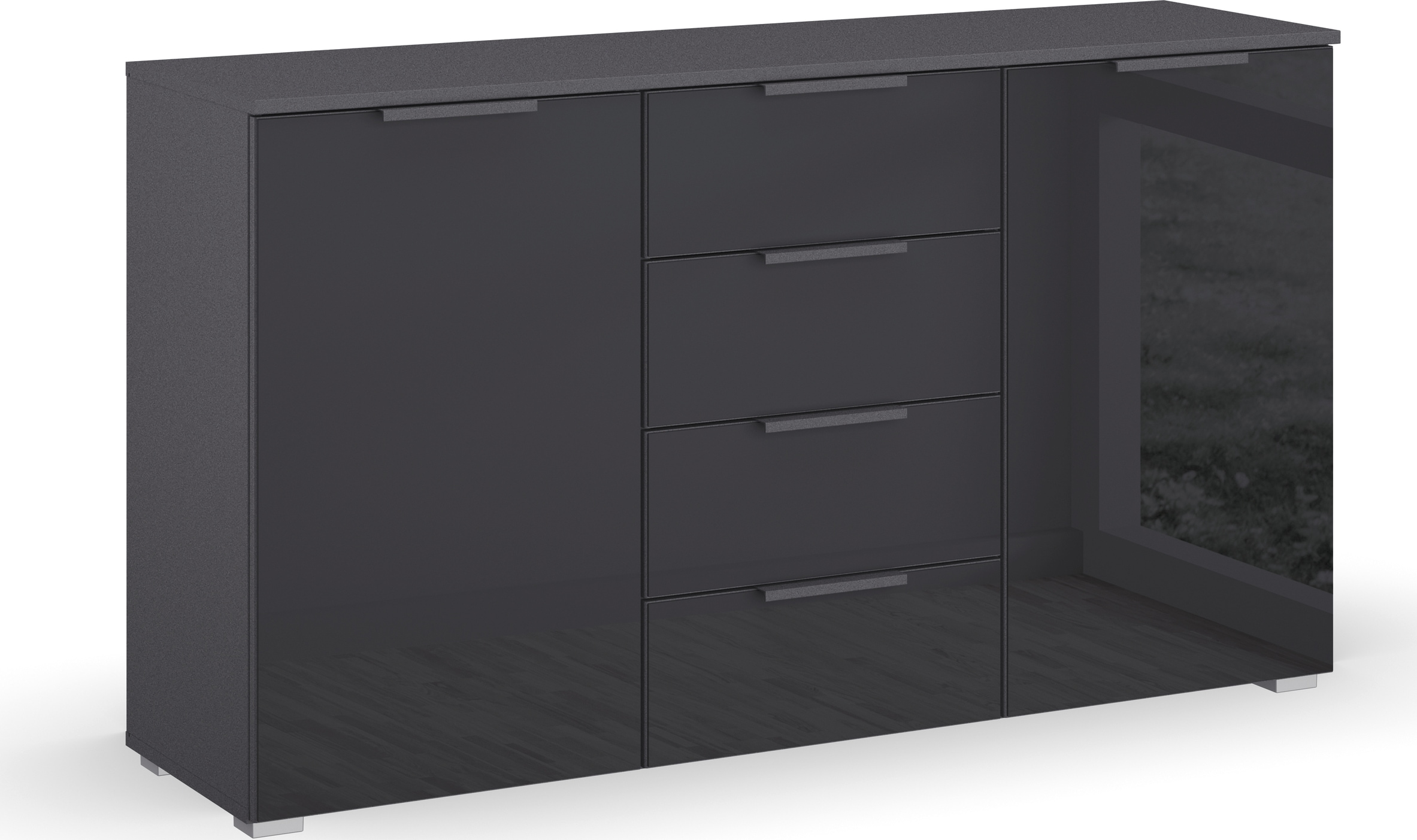 rauch Kommode »Sideboard Schubladenkommode Kombikommode KOLUNA mit Glasfront«, mit 4 Schubkästen und 2 Türen sowie Metallgriffen MADE IN GERMANY