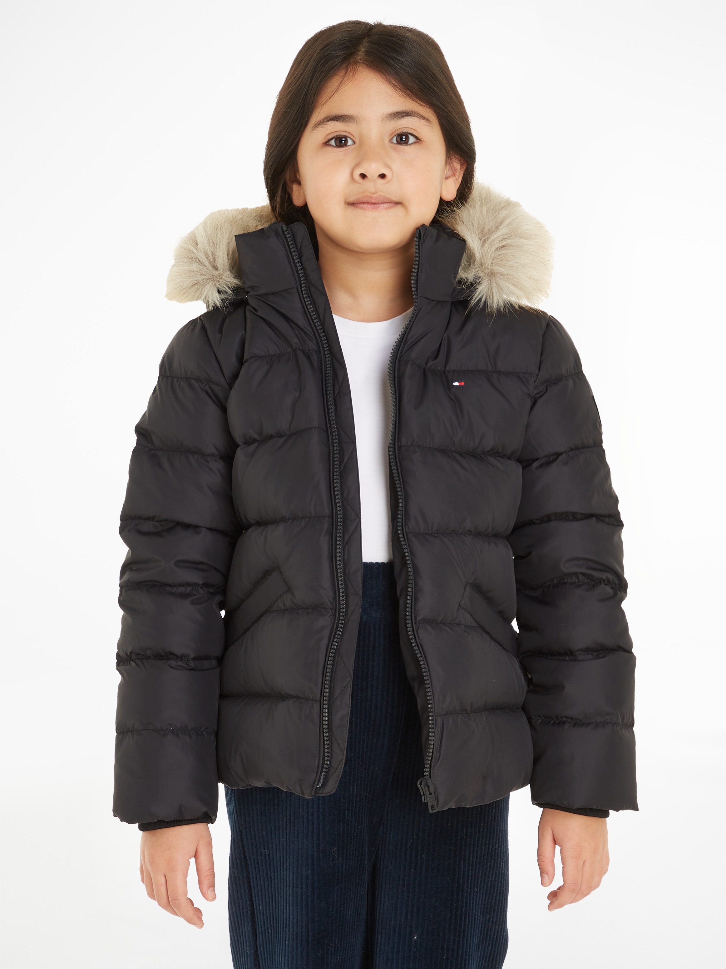 Tommy Hilfiger Daunenjacke »ESSENTIAL DOWN FUR HOOD JACKET«, mit Kapuze, mit  Fellimitat an der Kapuze online kaufen | BAUR