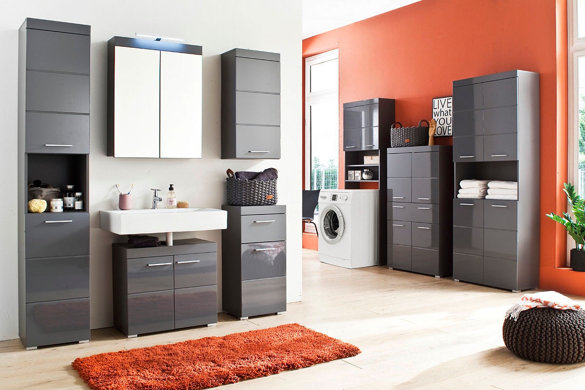 welltime Midischrank »Avena« Standschrank mit 4 Türen, 1 Schublade - (B/T/H) 73/31/130 cm