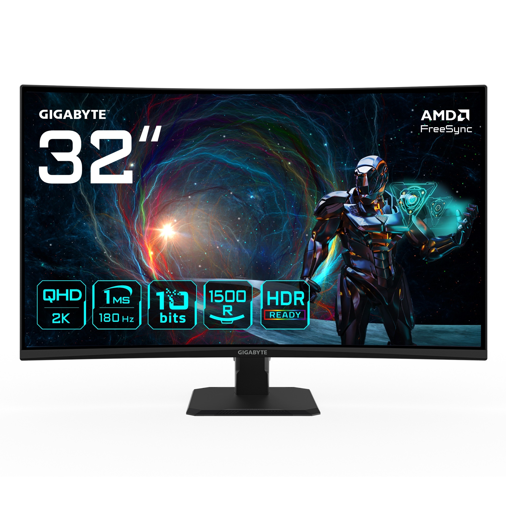 GIGABYTE Curved-LED-Monitor "GS32QCA", B:70,1cm H:49,7cm T:23,8cm, schwarz, Monitore, neigbar, Eyesafe 2.0, HDR-Ready-, AMD FreeSync