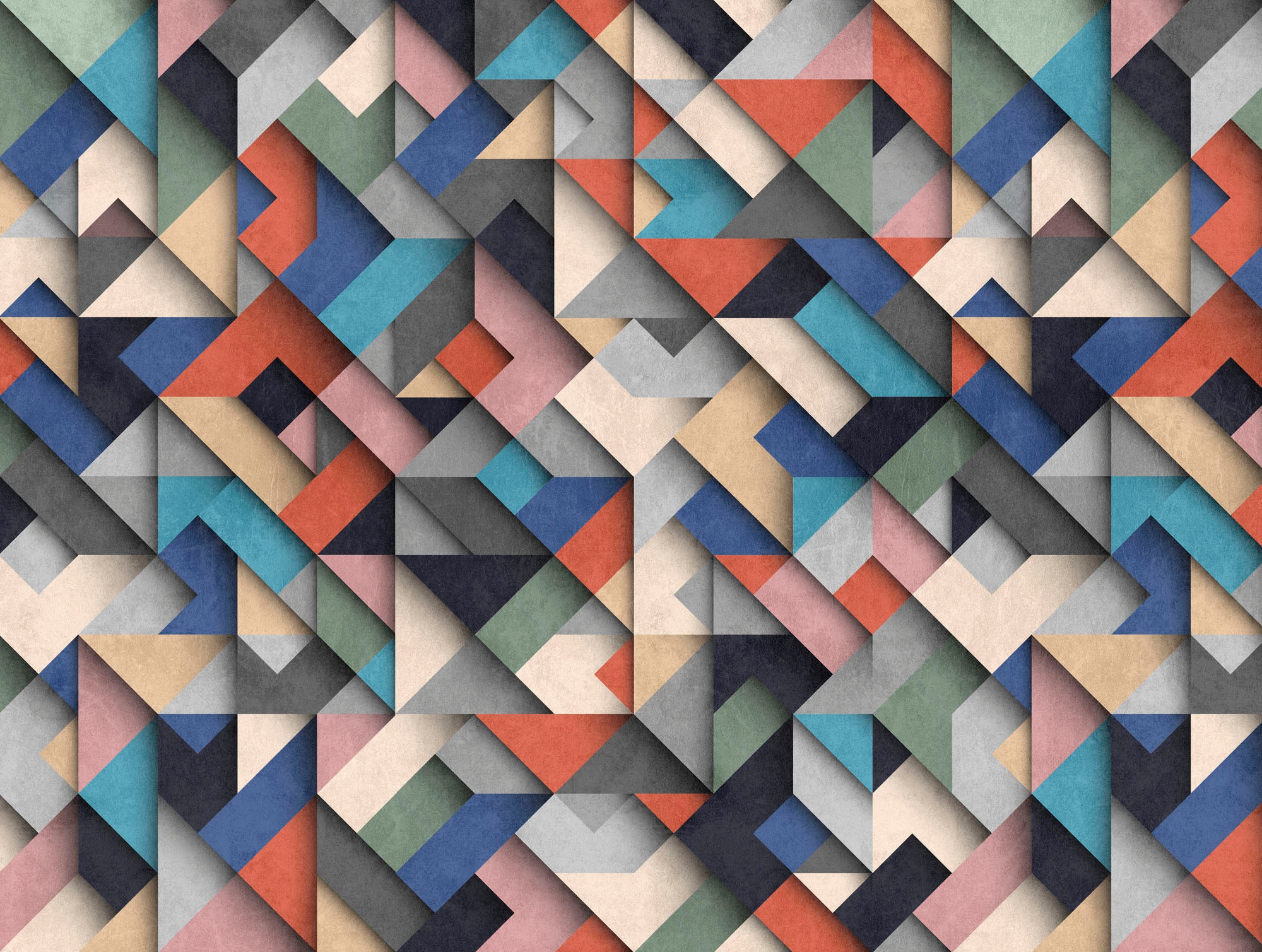 living walls Fototapete "The Wall" 3D-Optik geometrisch mehrfarbig glatt Fototapete Geometrisch Tapete 3D Tapeten Wohnzimmer Design Wandtapete
