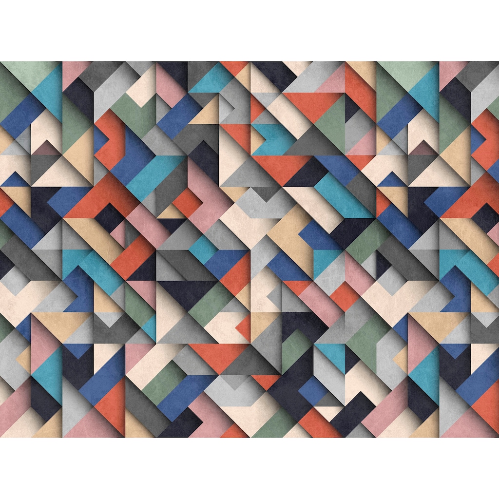 living walls Fototapete »The Wall«, 3D-Optik-mehrfarbig-geometrisch