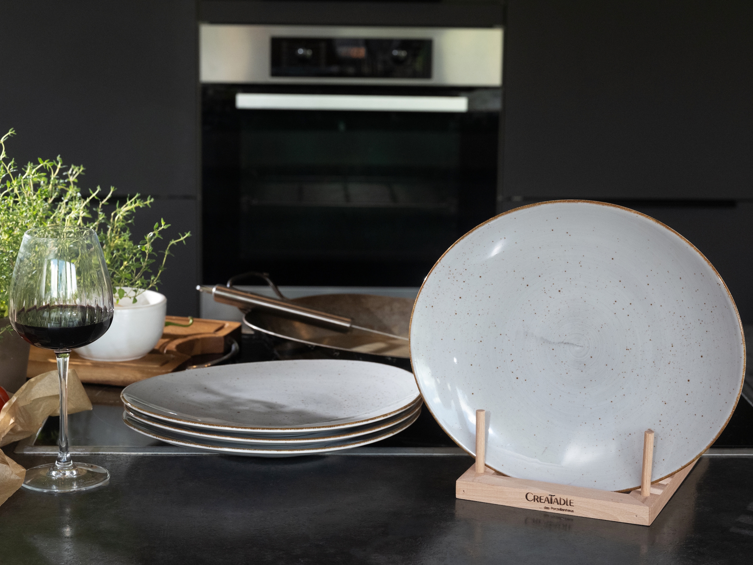 CreaTable Steakteller »Vintage Nature, Teller Set, 4-tlg.« Naturverbundenes Design, Vielseitig einsetzbar