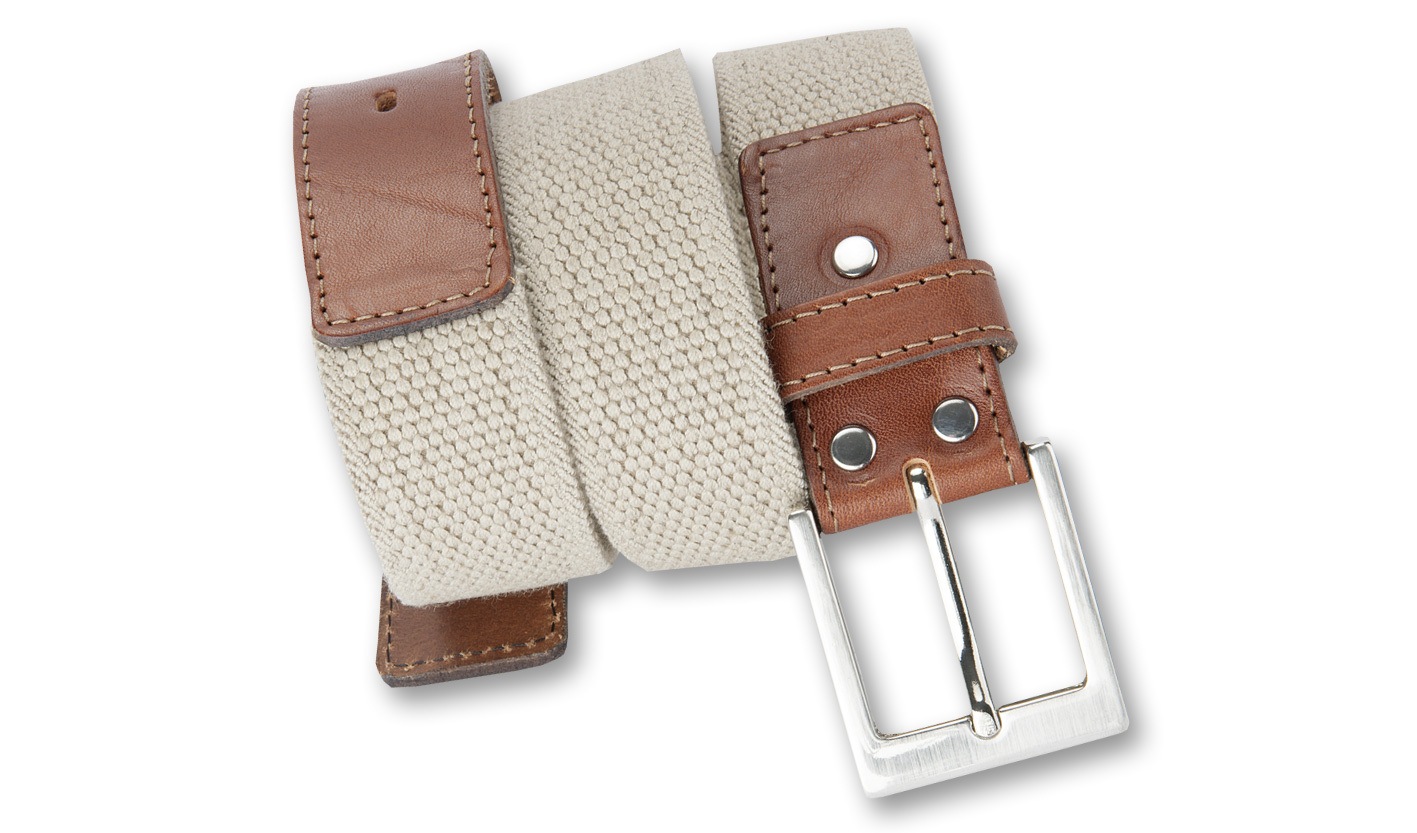 Flechtgürtel BERND GÖTZ "Stretchgürtel aus elastischem Stoffband", Herren, Gr. 90, beige, Kunstfaser, Gürtel