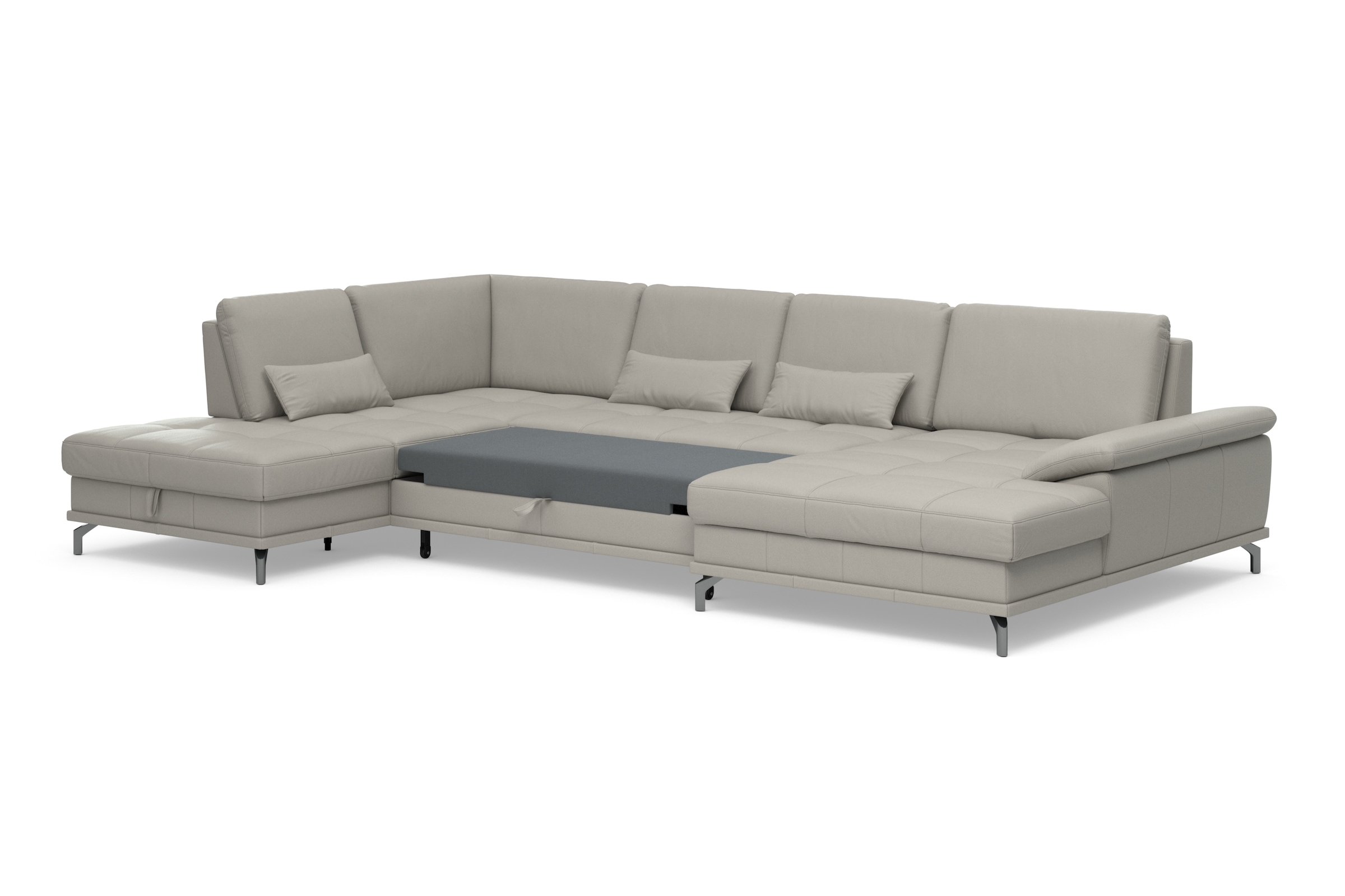 Places of Style Wohnlandschaft »Costello U-Form, mit Sitztiefenverstellung, Armteilverstellung und«, 3 Nierenkissen, optional Bettfunktion und Bettkasten