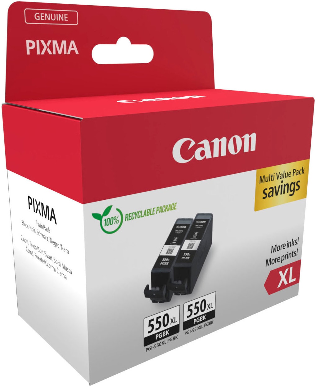 CANON Tintenpatrone "PGI-550XL (Doppelpack)", schwarz, Tintenpatronen