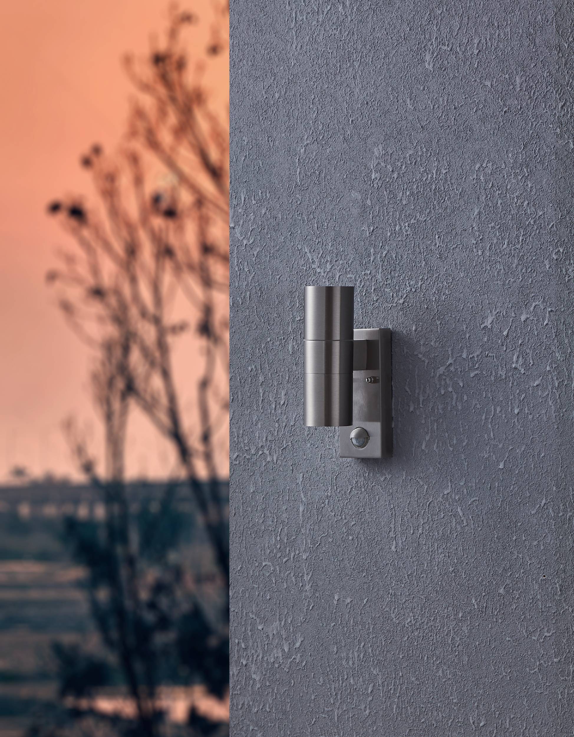 EGLO Wandleuchte »Riga 5 Außen-Wandlampe, Edelstahl und Glas, Außenleuchte, IP44 Lampe« GU10 1 Stk. Wand-/Deckenleuchte - L6,5 x H21,5 x AL11cm - edelstahl - 2X2,8W inkl.