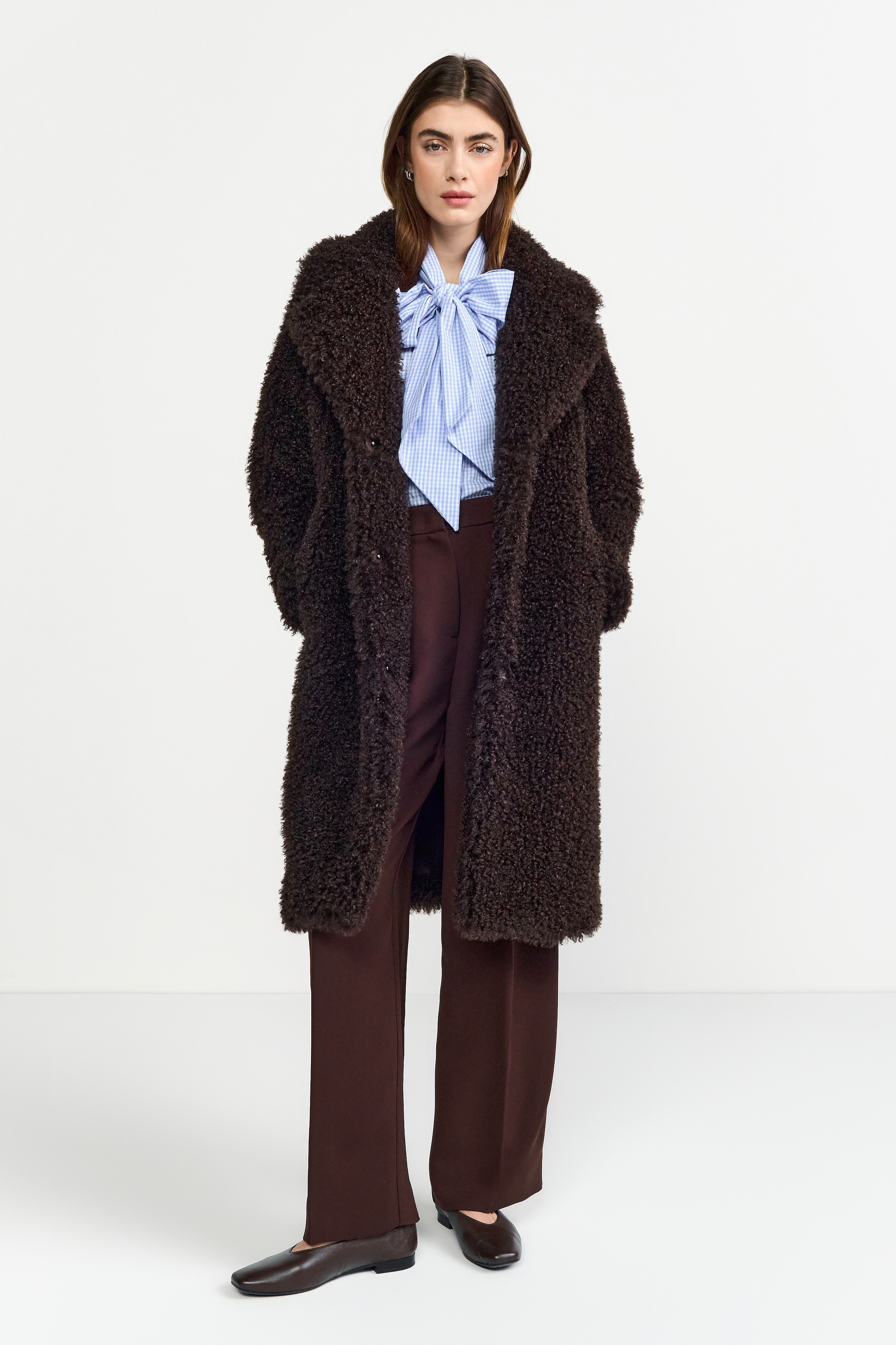 RICHROYAL Langmantel locker geschnitten, aus Teddyfell, Reverskragen günstig online kaufen